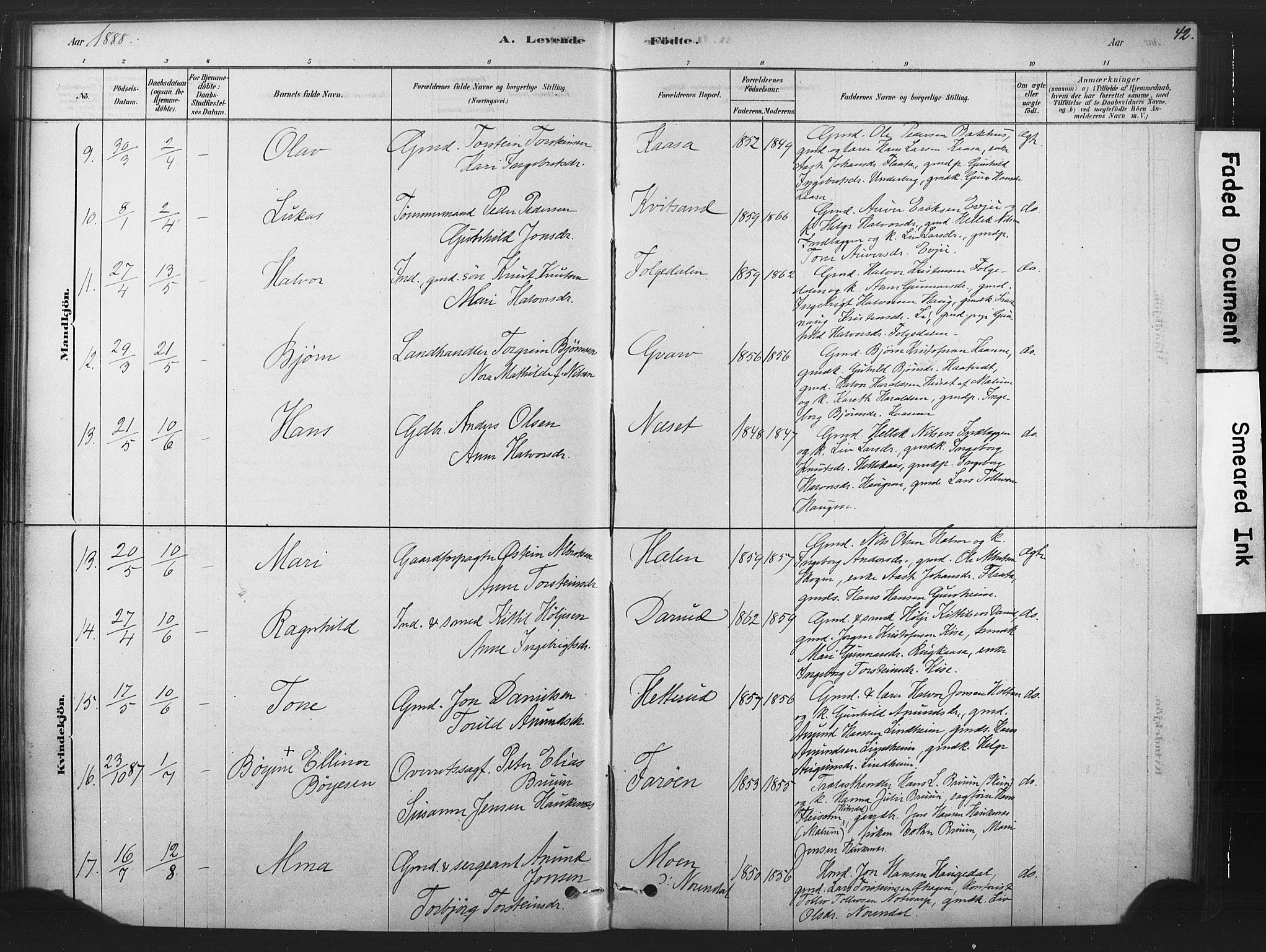 Sauherad kirkebøker, AV/SAKO-A-298/F/Fb/L0002: Parish register (official) no. II 2, 1878-1901, p. 42