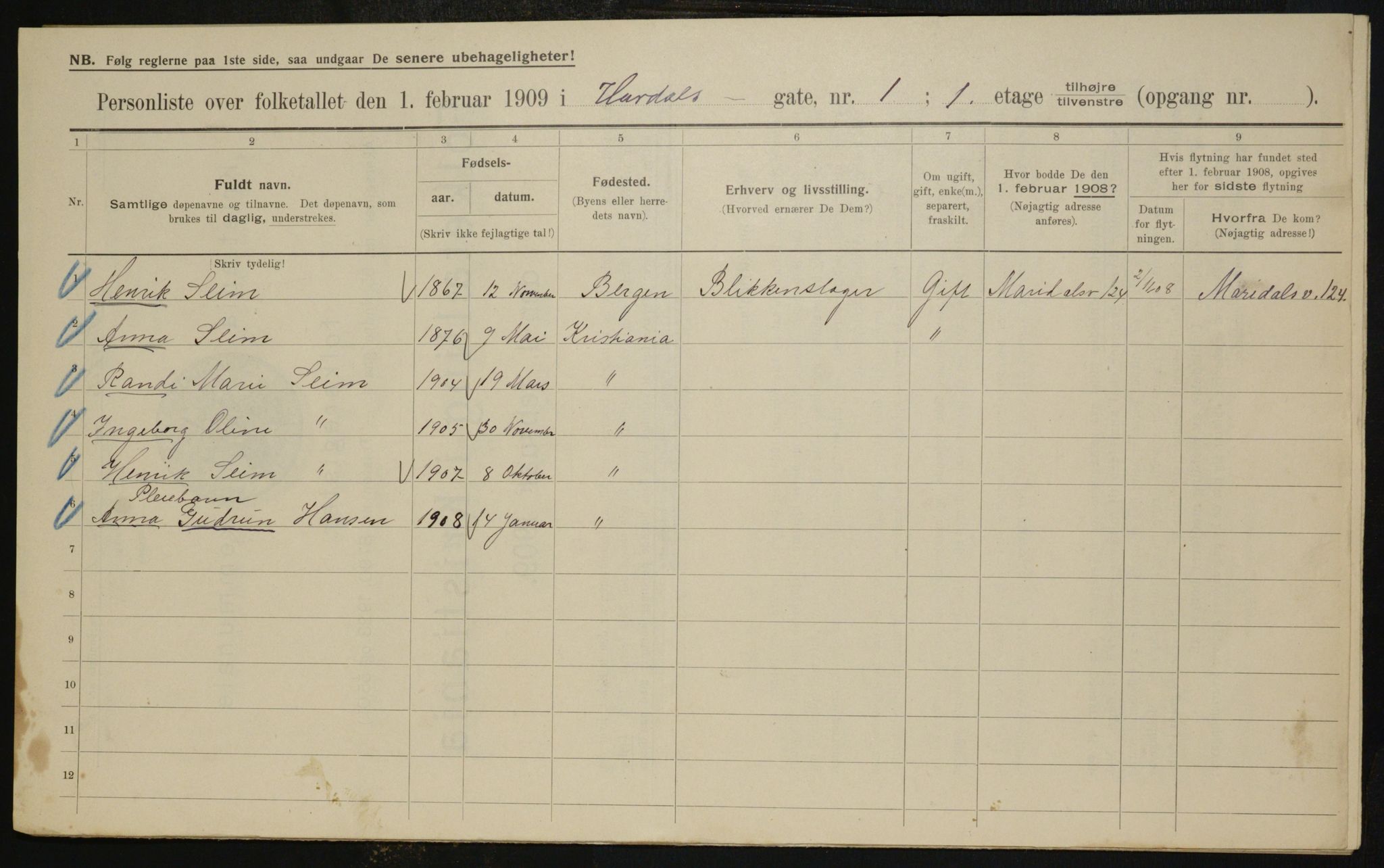 OBA, Municipal Census 1909 for Kristiania, 1909, p. 38360