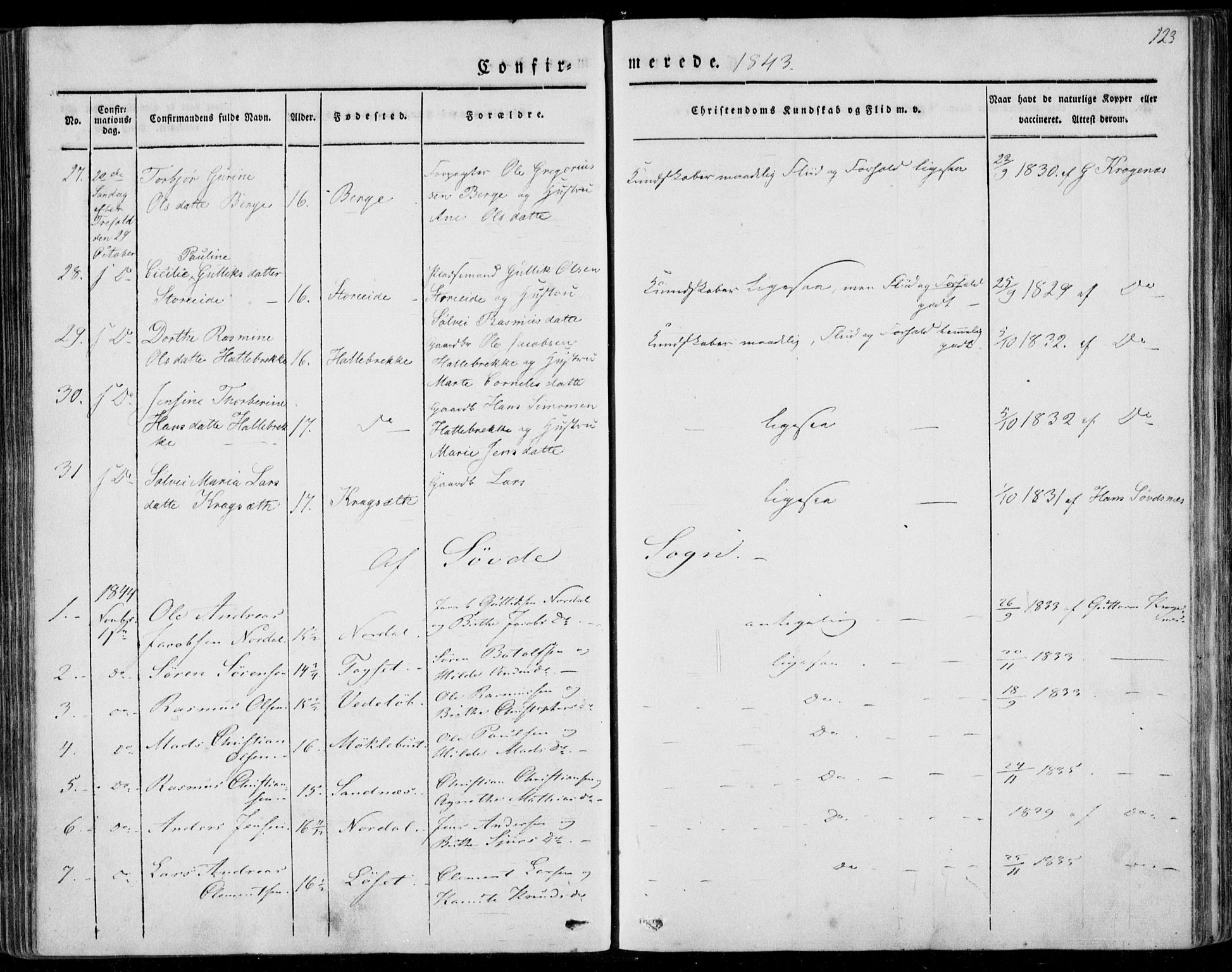 Ministerialprotokoller, klokkerbøker og fødselsregistre - Møre og Romsdal, AV/SAT-A-1454/501/L0005: Parish register (official) no. 501A05, 1831-1844, p. 123