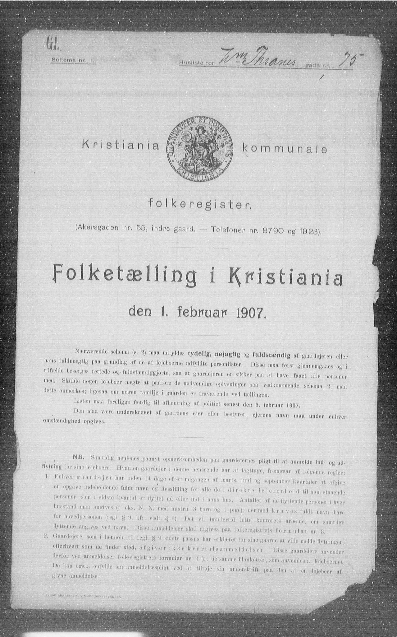 OBA, Municipal Census 1907 for Kristiania, 1907, p. 64734