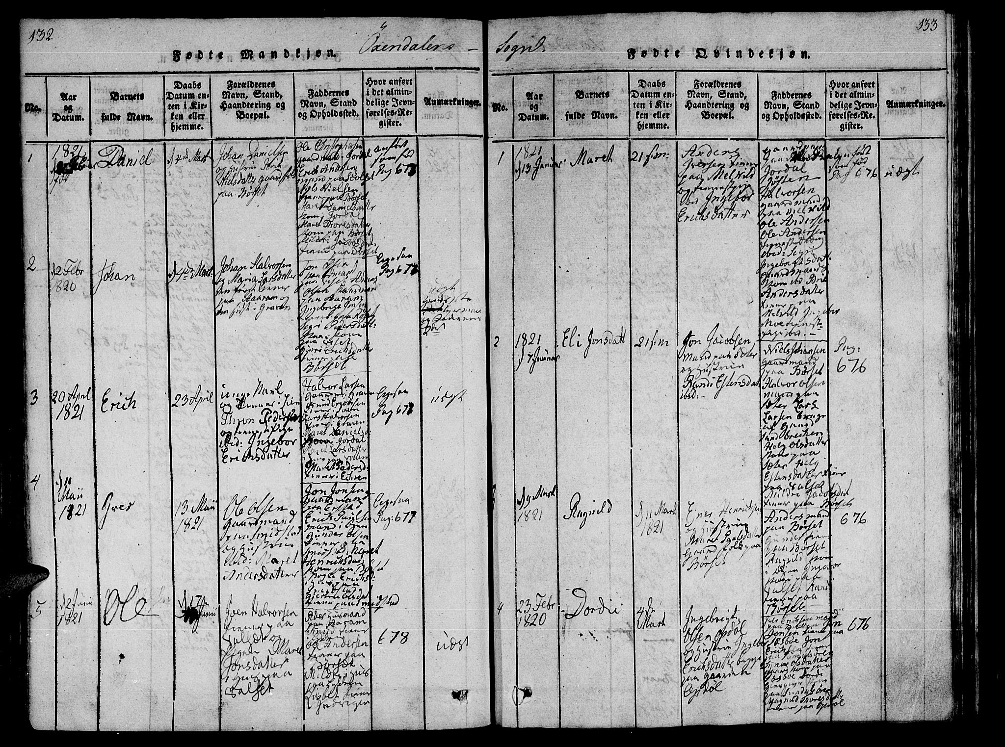 Ministerialprotokoller, klokkerbøker og fødselsregistre - Møre og Romsdal, SAT/A-1454/590/L1011: Parish register (official) no. 590A03 /3, 1819-1832, p. 132-133