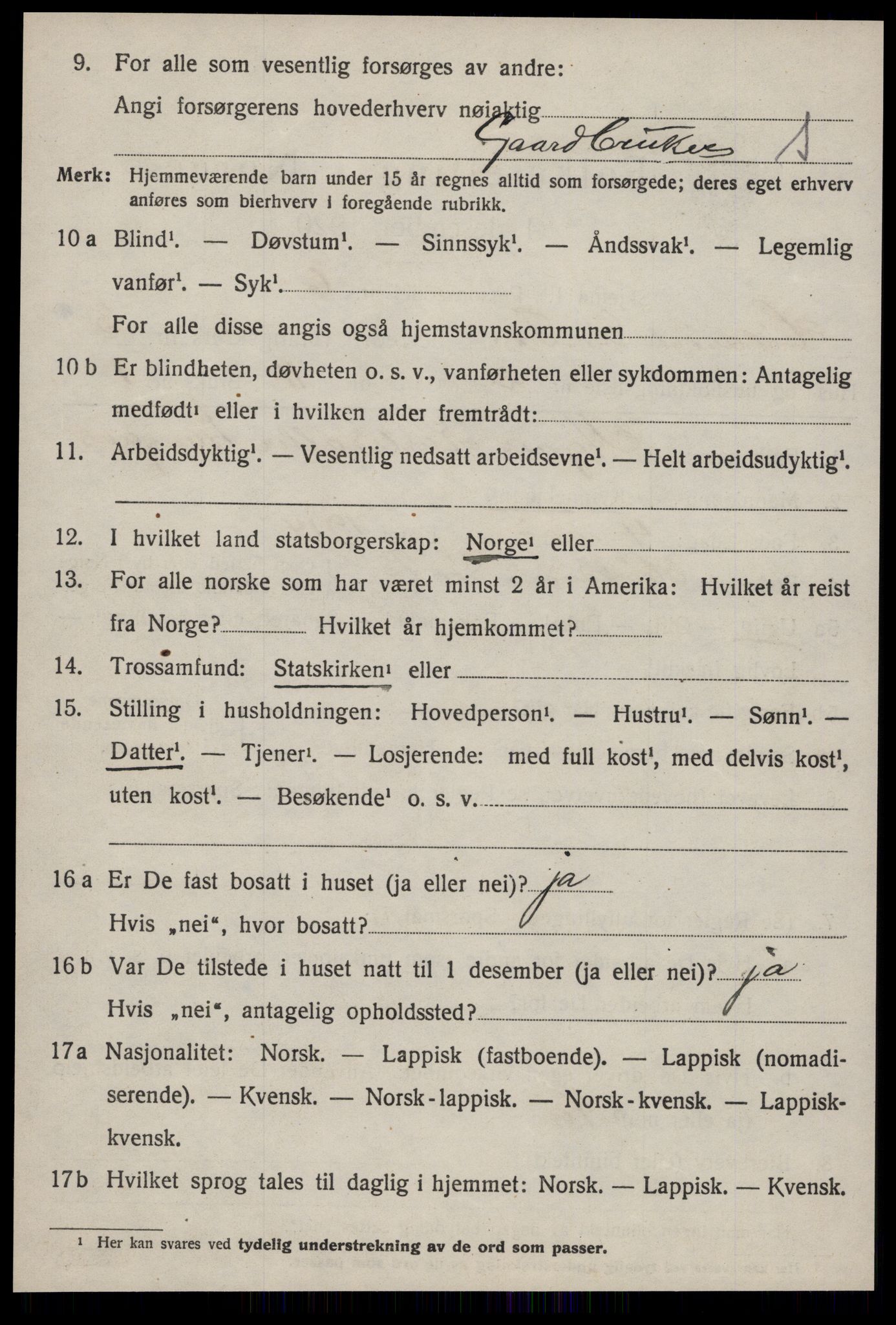 SAT, 1920 census for Hølonda, 1920, p. 1182