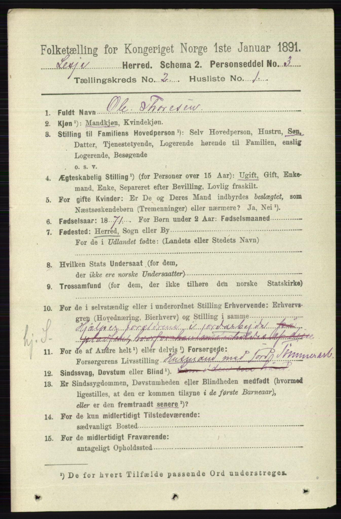 RA, 1891 census for 0512 Lesja, 1891, p. 398