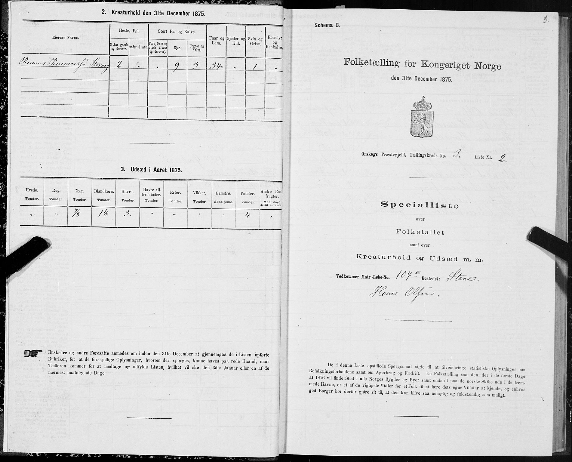 SAT, 1875 census for 1527P Ørskog, 1875, p. 3003