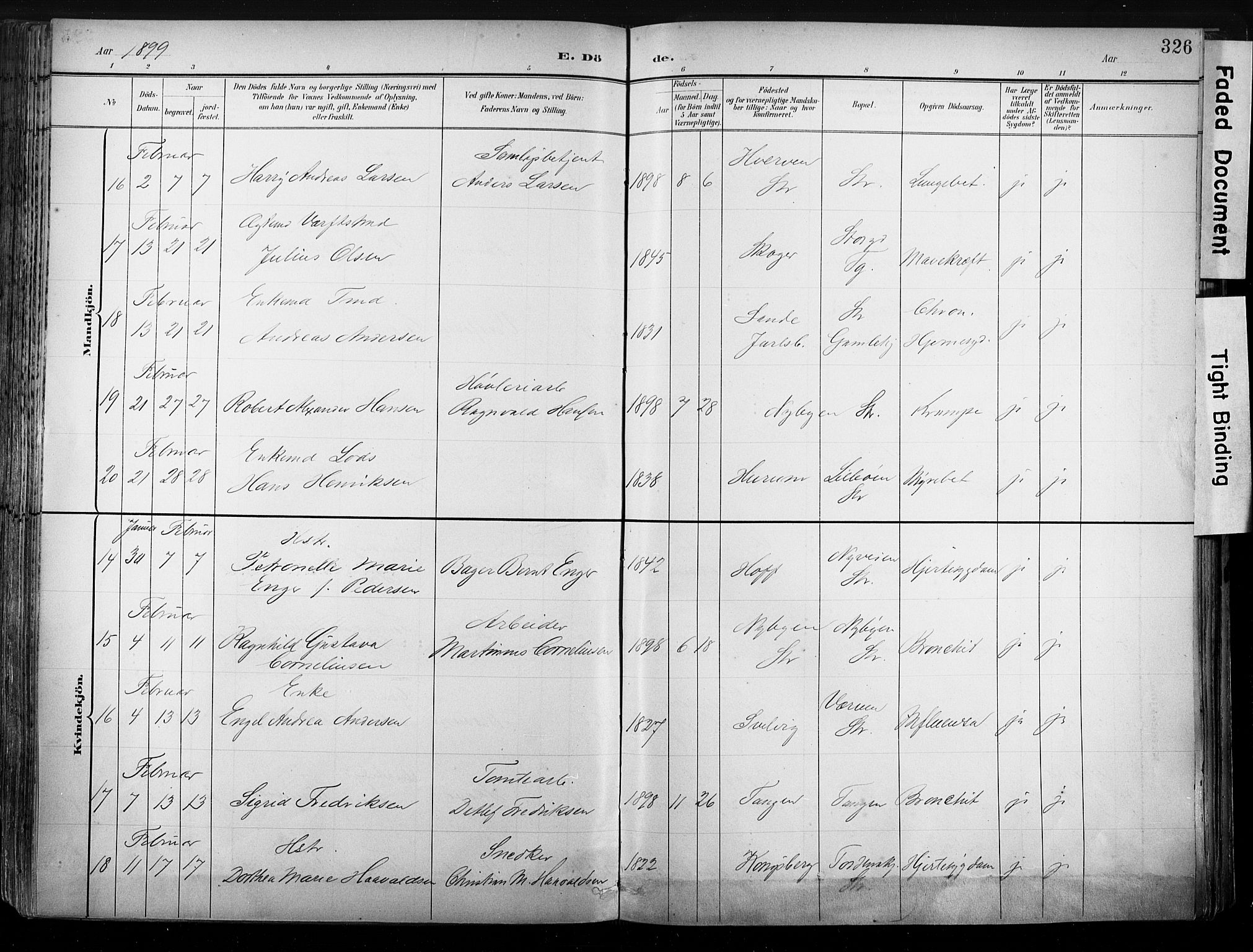 Strømsø kirkebøker, AV/SAKO-A-246/G/Ga/L0003: Parish register (copy) no. 3, 1894-1904, p. 326