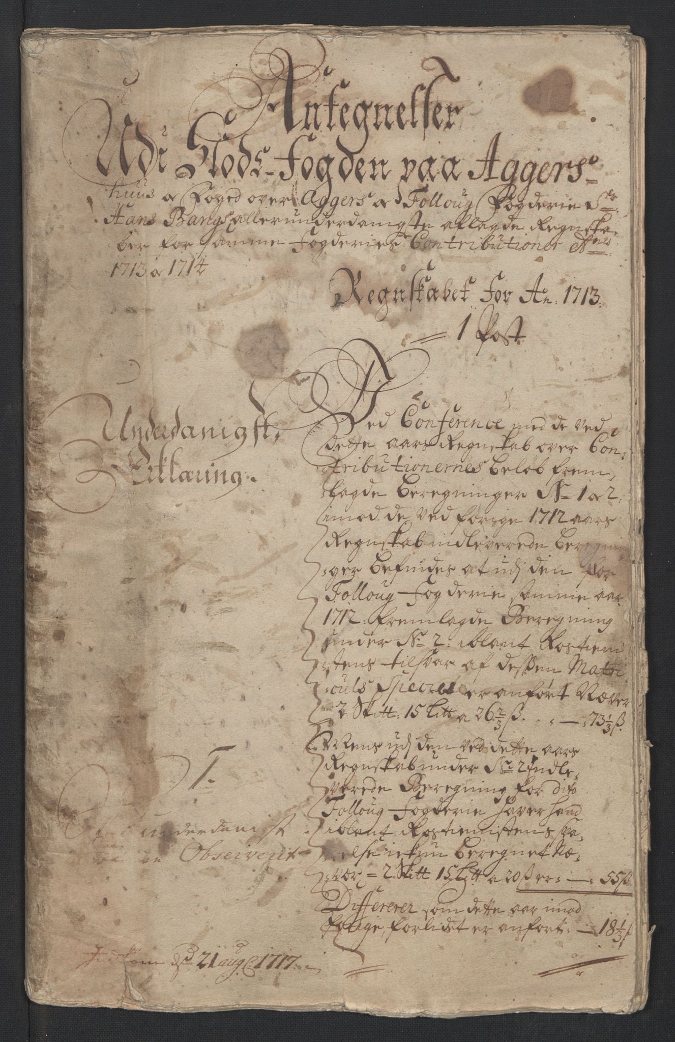 Rentekammeret inntil 1814, Reviderte regnskaper, Fogderegnskap, RA/EA-4092/R10/L0452: Fogderegnskap Aker og Follo, 1714, p. 3