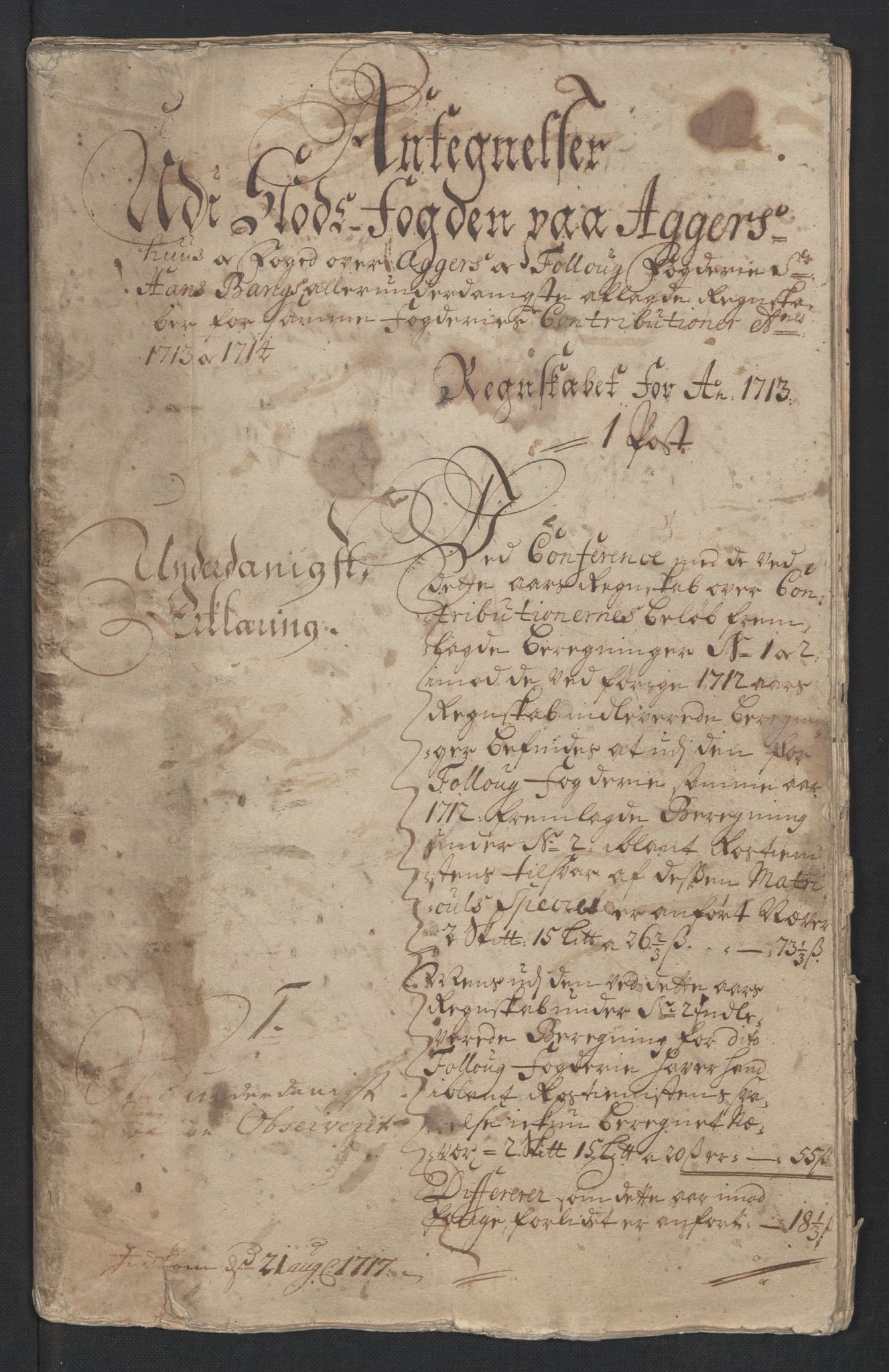 Rentekammeret inntil 1814, Reviderte regnskaper, Fogderegnskap, AV/RA-EA-4092/R10/L0452: Fogderegnskap Aker og Follo, 1714, p. 3