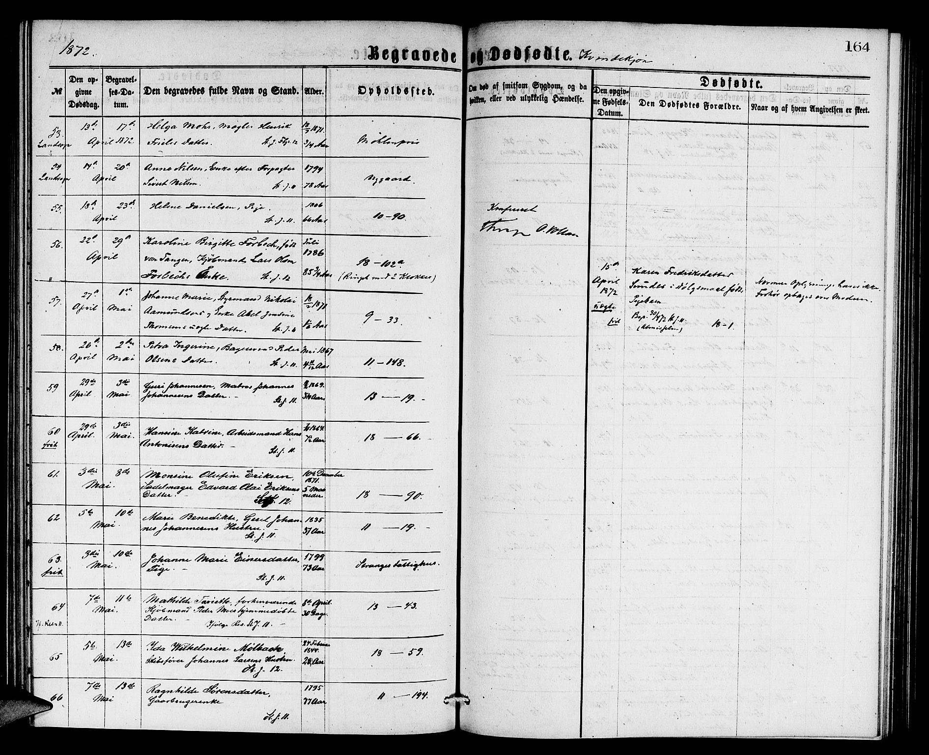 Domkirken sokneprestembete, AV/SAB-A-74801/H/Hab/L0040: Parish register (copy) no. E 4, 1868-1877, p. 164