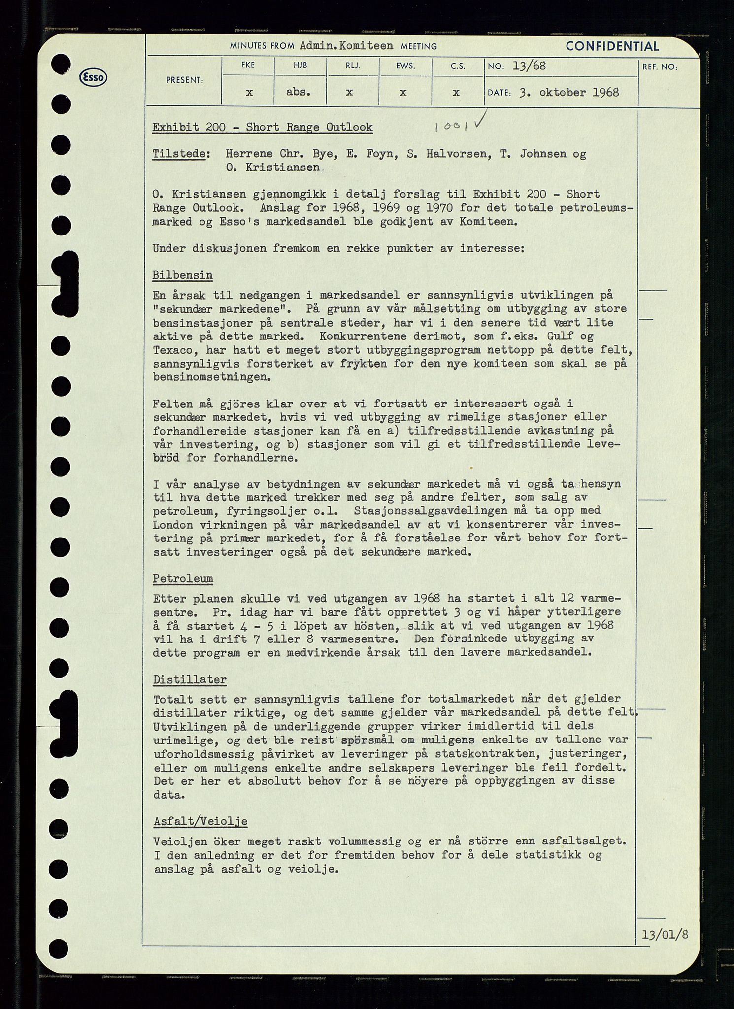 Pa 0982 - Esso Norge A/S, AV/SAST-A-100448/A/Aa/L0002/0004: Den administrerende direksjon Board minutes (styrereferater) / Den administrerende direksjon Board minutes (styrereferater), 1968, p. 89