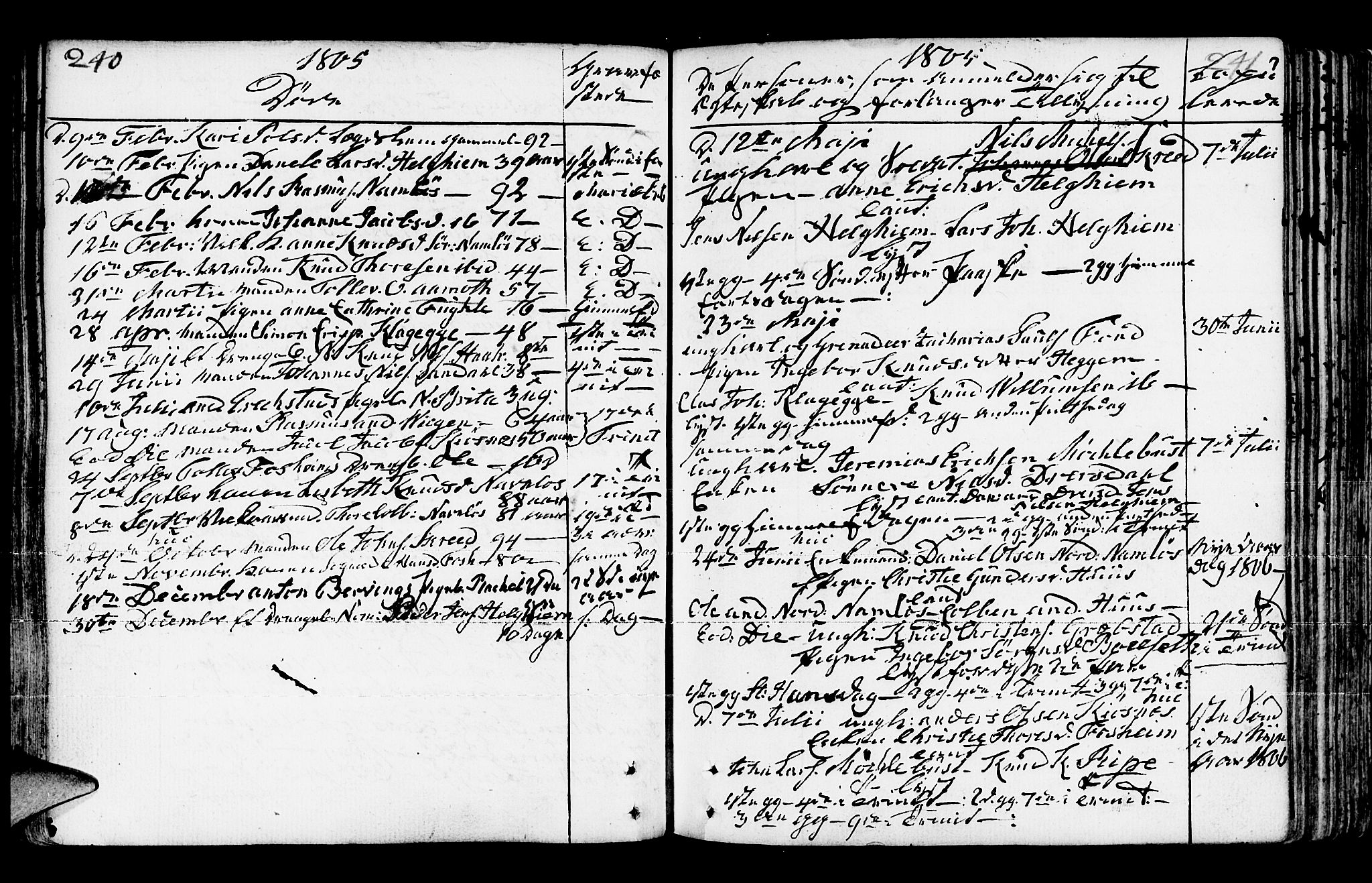 Jølster sokneprestembete, AV/SAB-A-80701/H/Haa/Haaa/L0006: Parish register (official) no. A 6, 1790-1821, p. 240-241