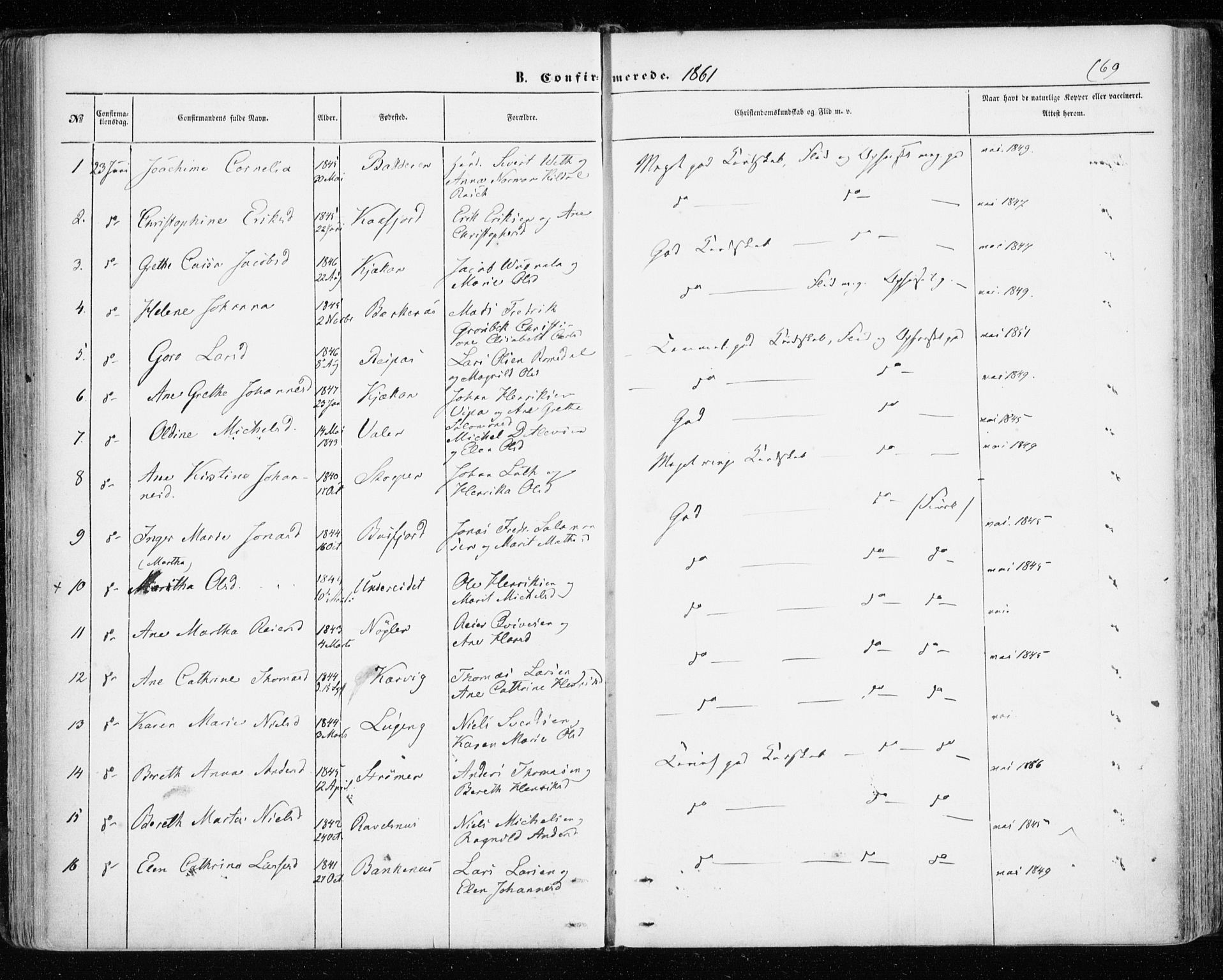 Skjervøy sokneprestkontor, SATØ/S-1300/H/Ha/Haa/L0011kirke: Parish register (official) no. 11, 1861-1877, p. 69