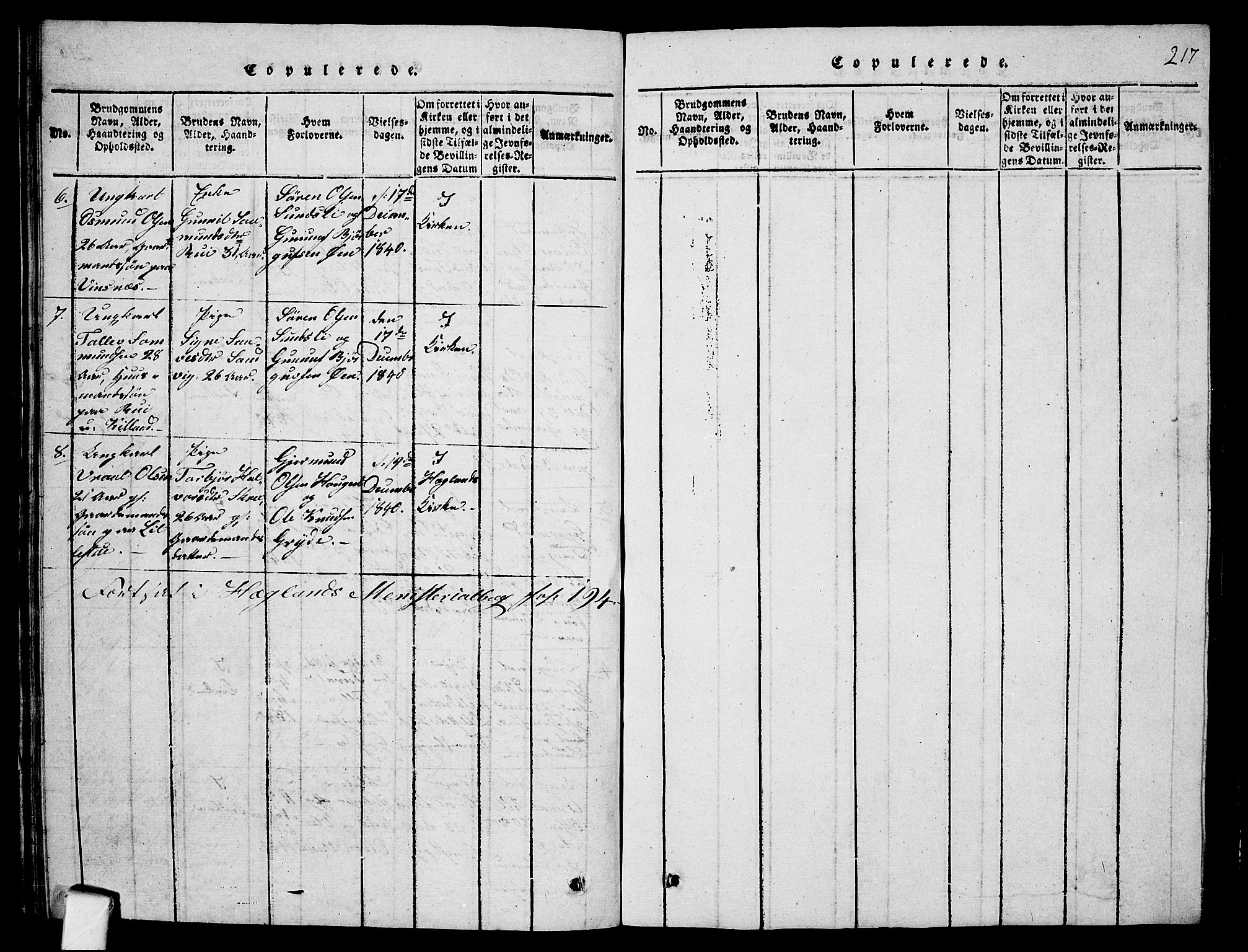 Fyresdal kirkebøker, SAKO/A-263/G/Ga/L0001: Parish register (copy) no. I 1, 1816-1840, p. 217