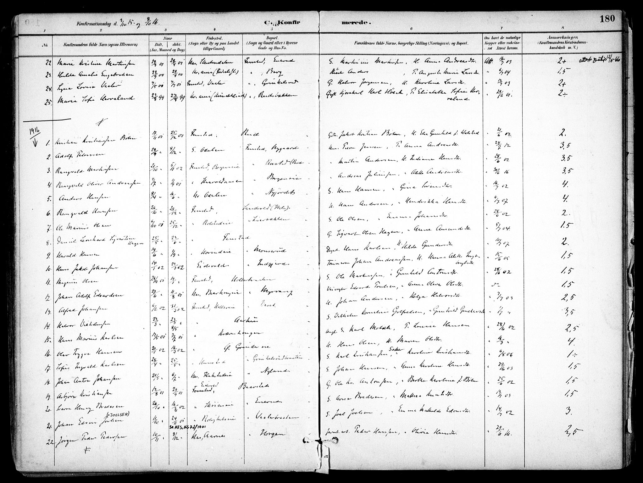 Nes prestekontor Kirkebøker, SAO/A-10410/F/Fb/L0002: Parish register (official) no. II 2, 1883-1918, p. 180