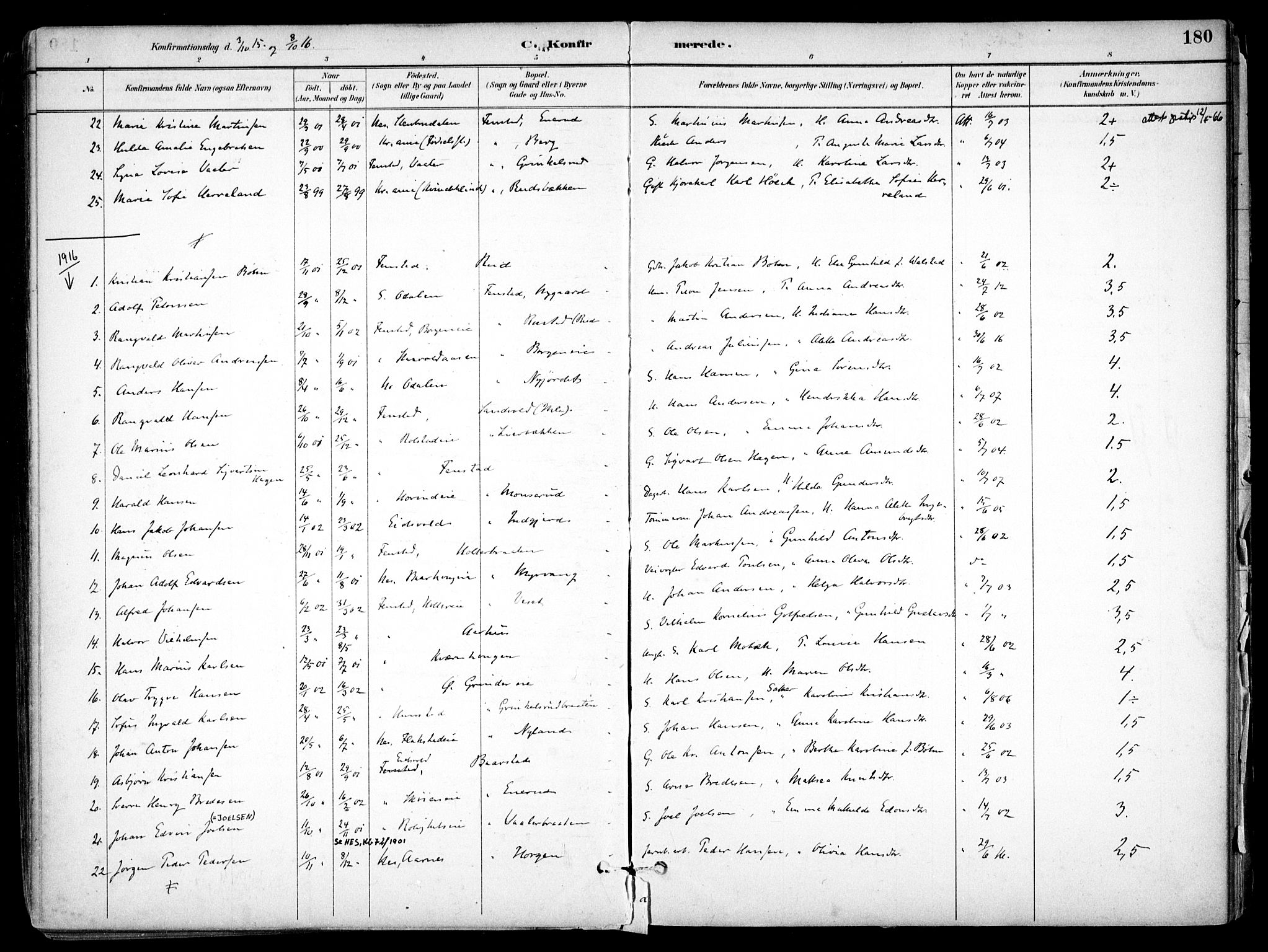 Nes prestekontor Kirkebøker, AV/SAO-A-10410/F/Fb/L0002: Parish register (official) no. II 2, 1883-1918, p. 180