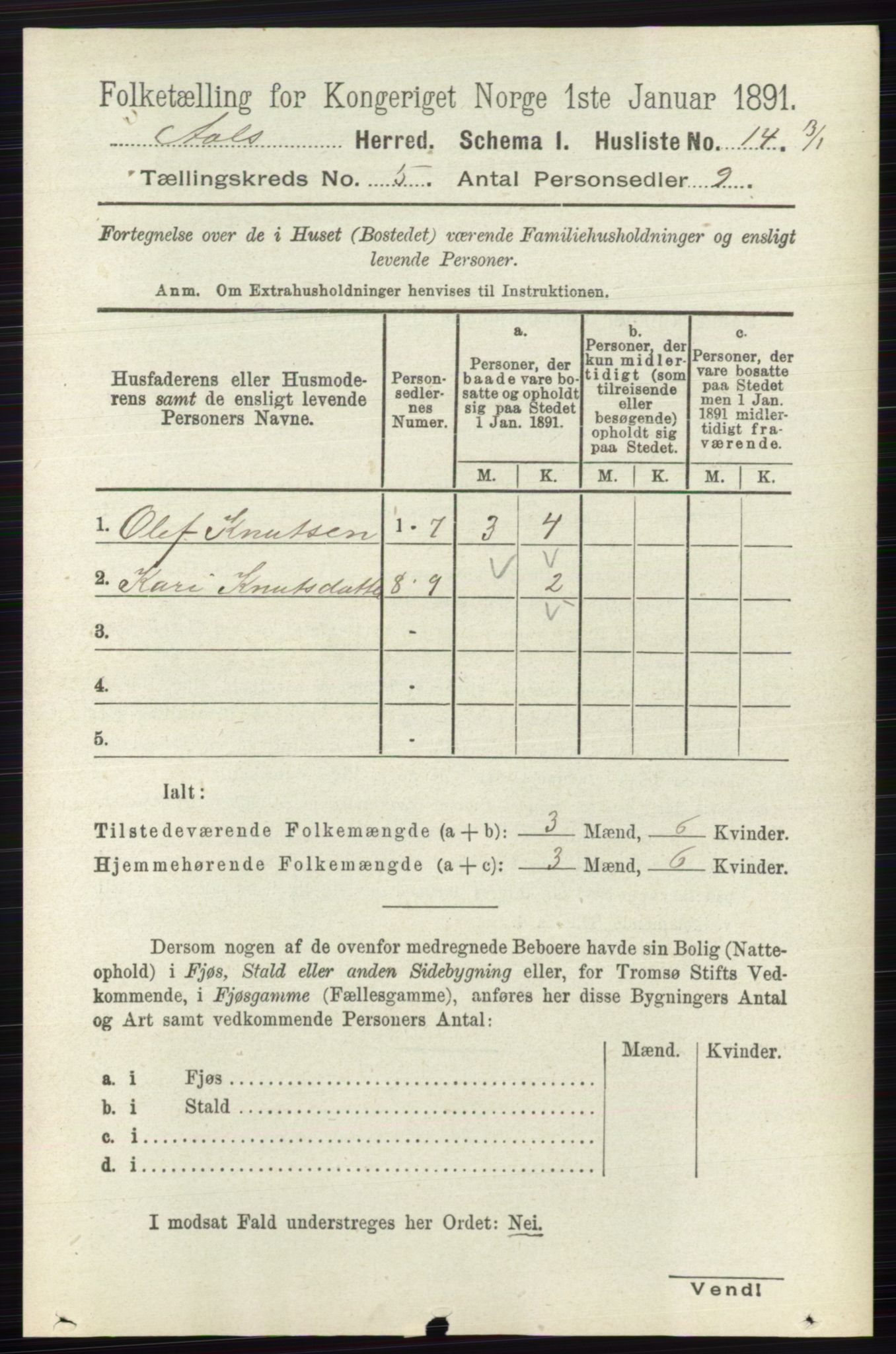 RA, 1891 census for 0619 Ål, 1891, p. 1349