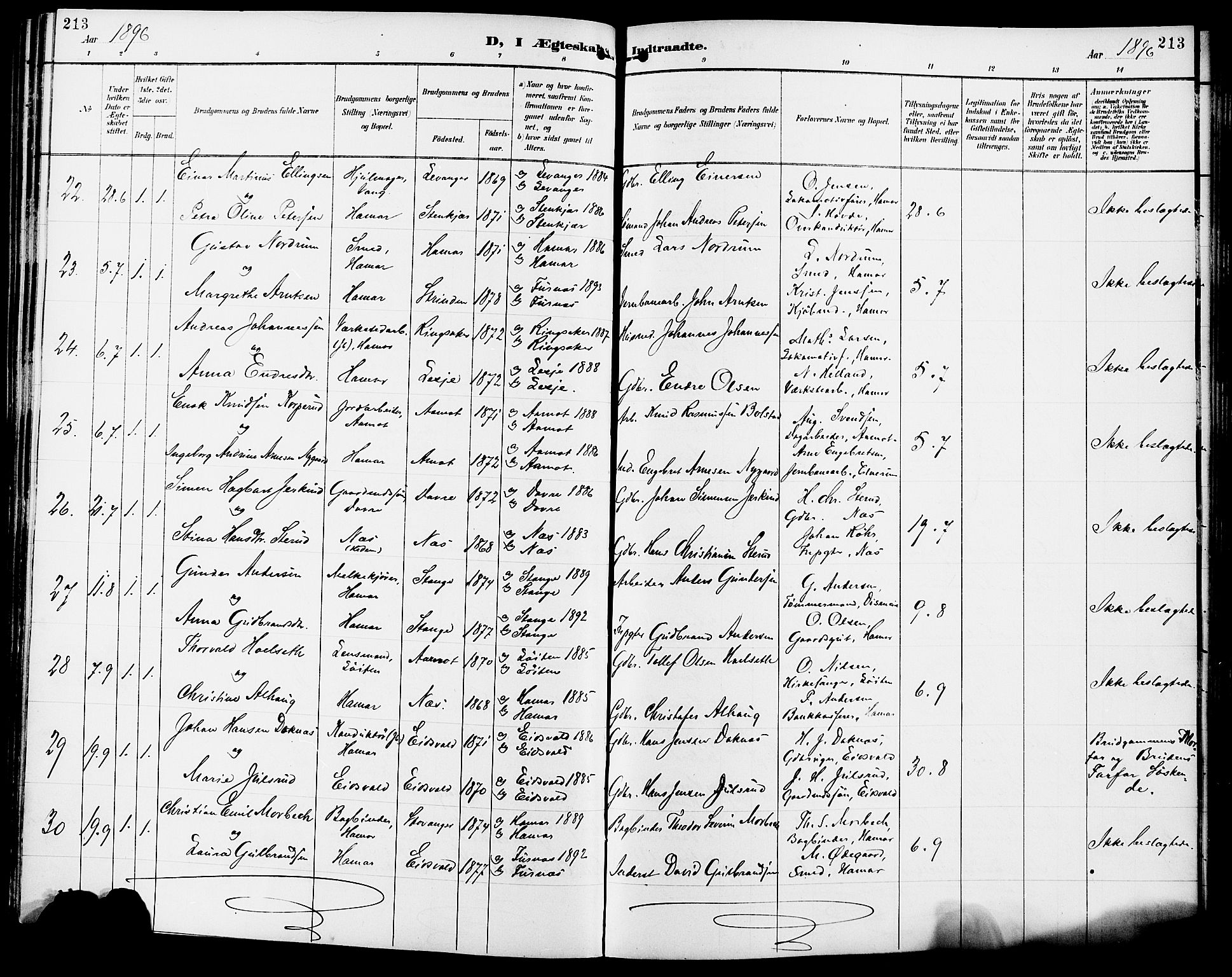 Vang prestekontor, Hedmark, SAH/PREST-008/H/Ha/Haa/L0017: Parish register (official) no. 17, 1890-1899, p. 213