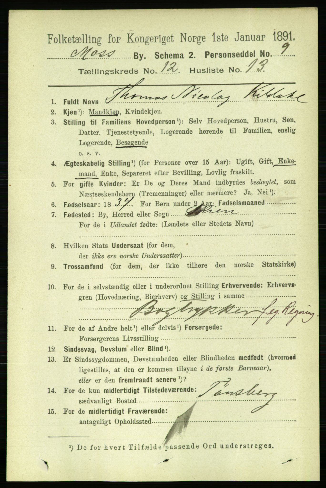 RA, 1891 census for 0104 Moss, 1891, p. 6460