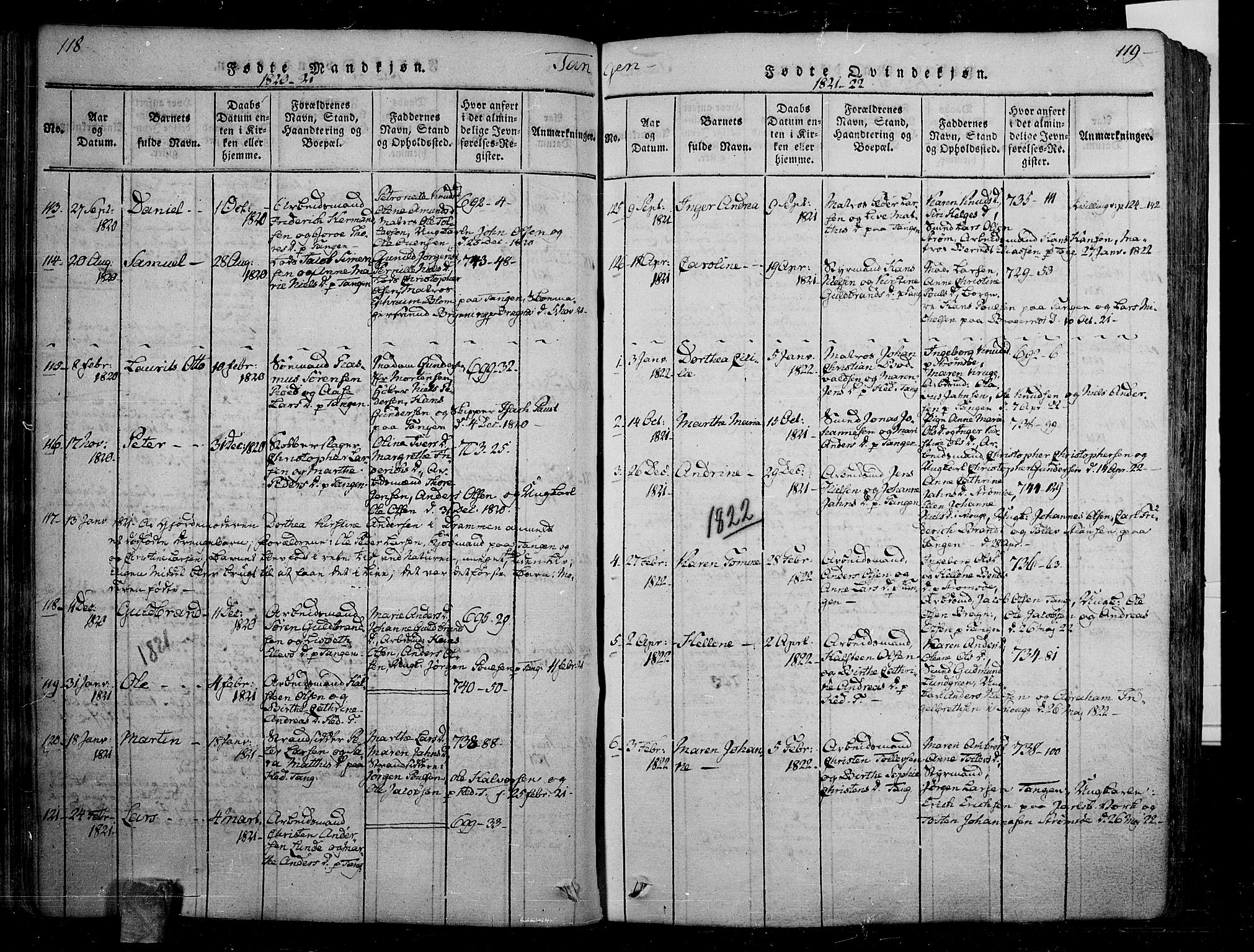 Skoger kirkebøker, AV/SAKO-A-59/F/Fa/L0002: Parish register (official) no. I 2 /2, 1814-1842, p. 118-119