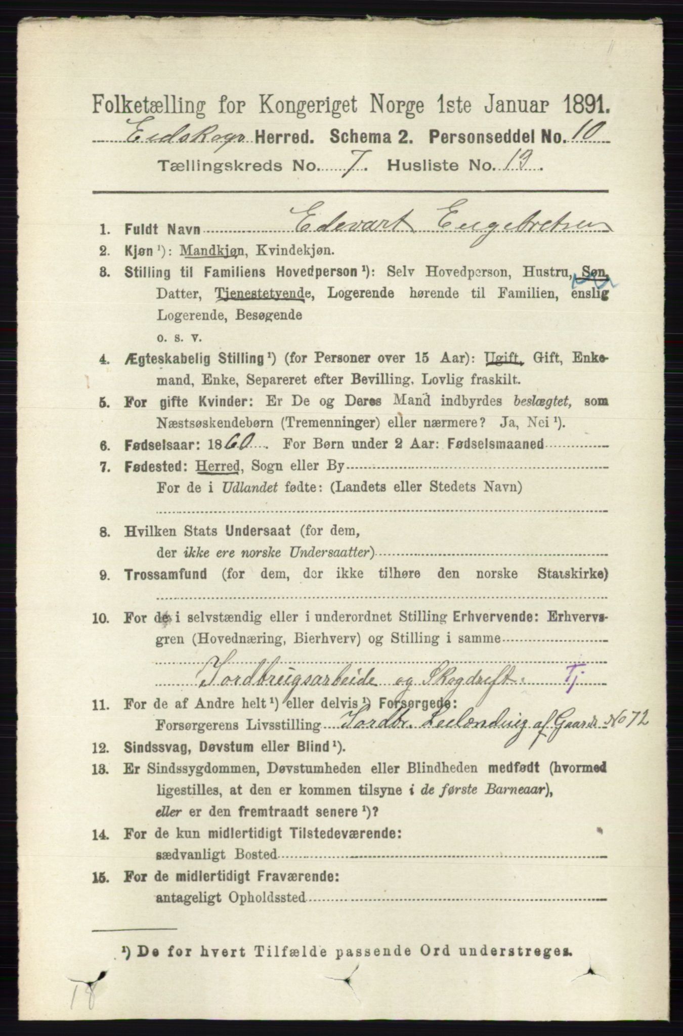 RA, 1891 census for 0420 Eidskog, 1891, p. 3757