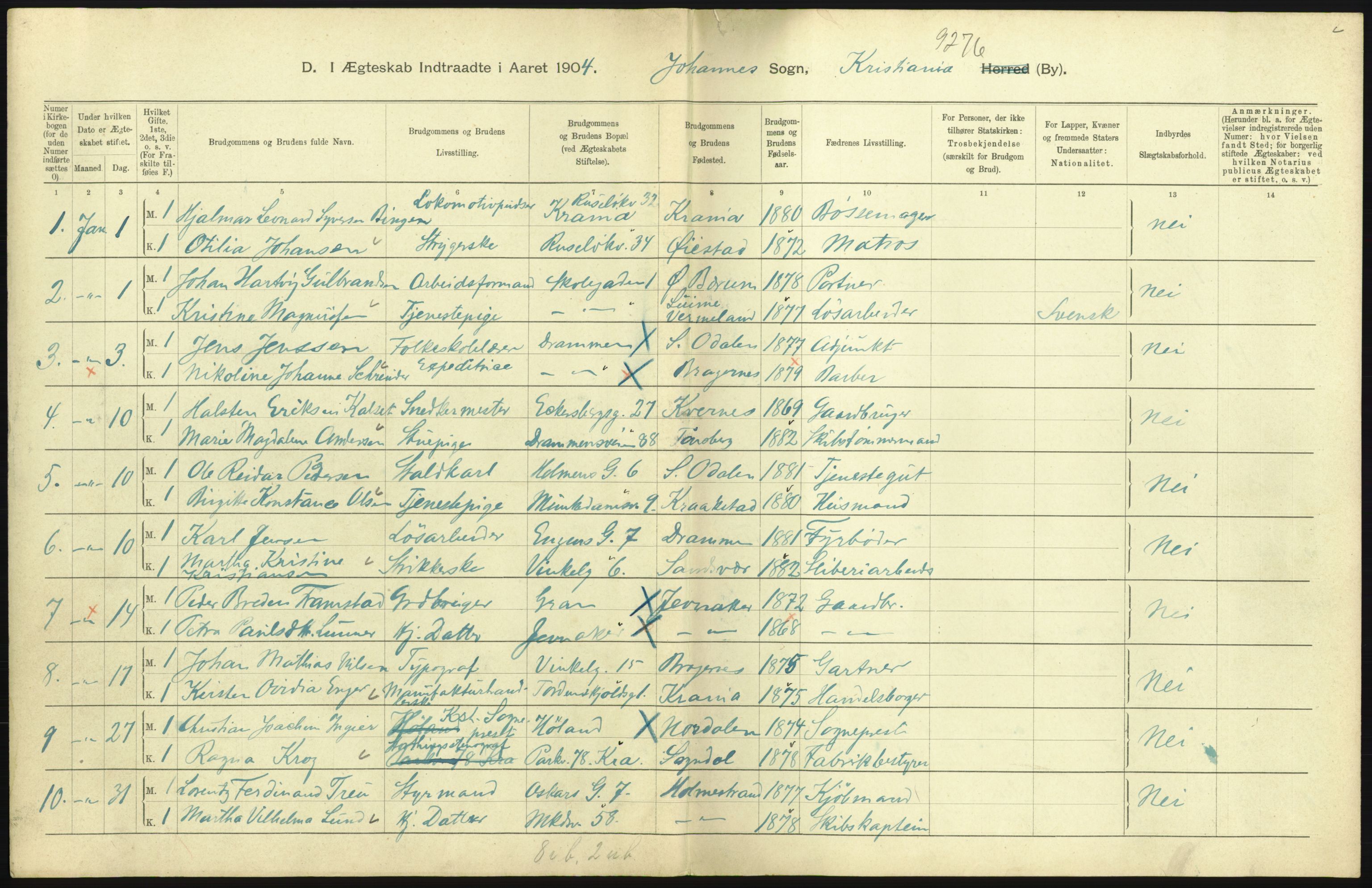 Statistisk sentralbyrå, Sosiodemografiske emner, Befolkning, AV/RA-S-2228/D/Df/Dfa/Dfab/L0004: Kristiania: Gifte, døde, 1904, p. 201