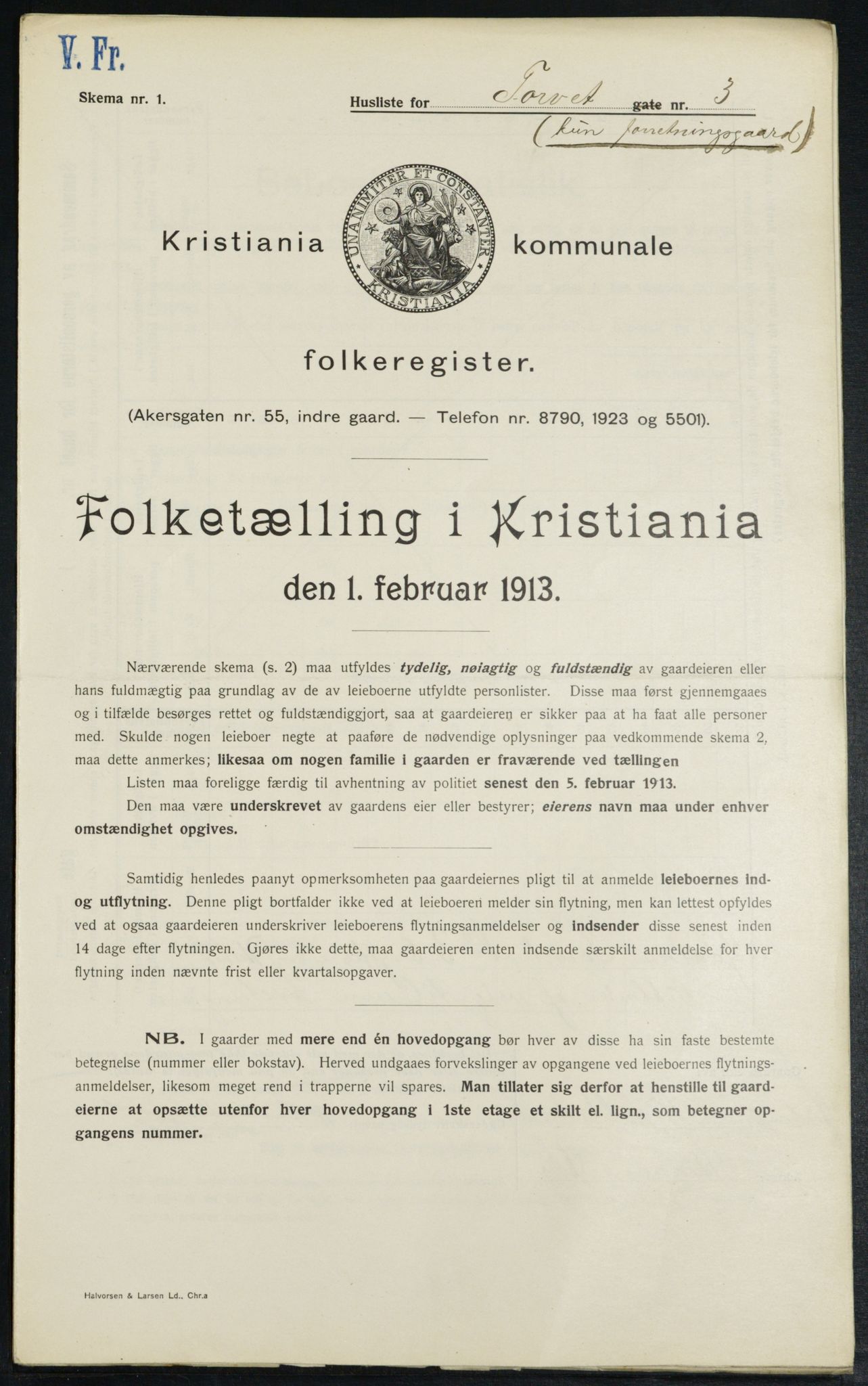 OBA, Municipal Census 1913 for Kristiania, 1913, p. 103685