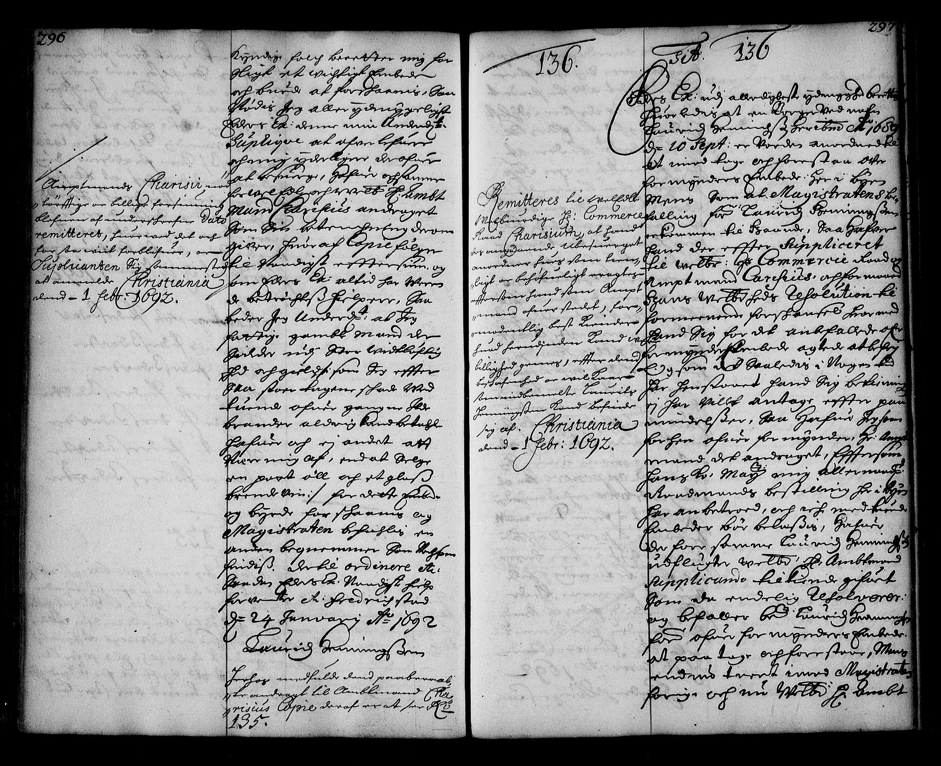 Stattholderembetet 1572-1771, RA/EA-2870/Ae/L0009: Supplikasjons- og resolusjonsprotokoll, 1691-1692, p. 296-297