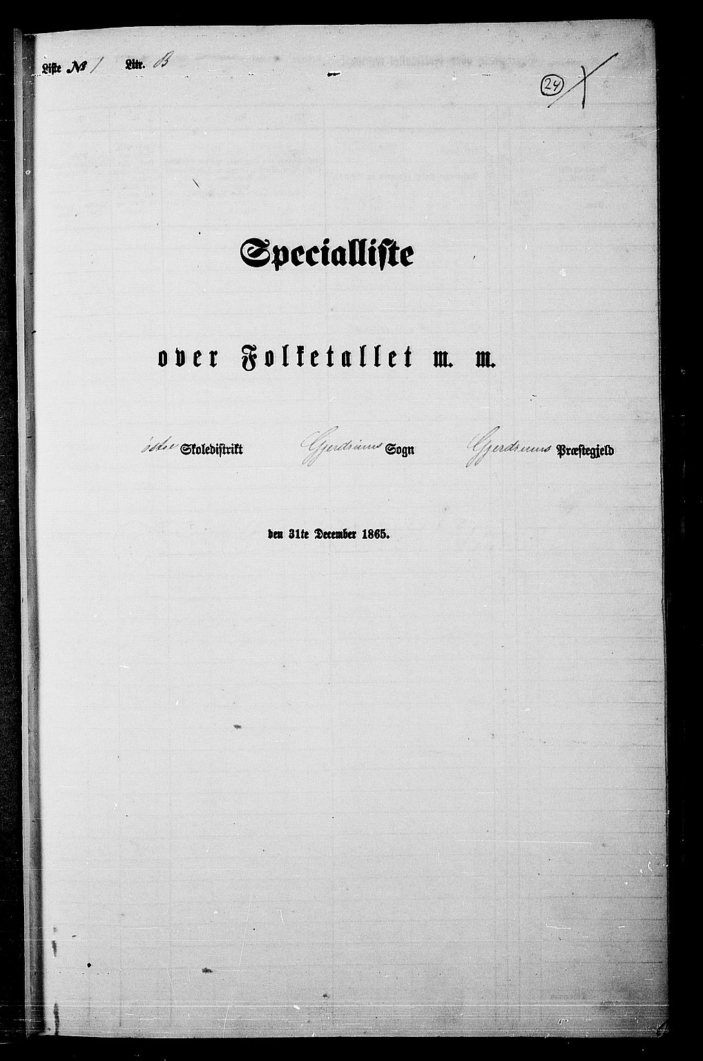 RA, 1865 census for Gjerdrum, 1865, p. 23