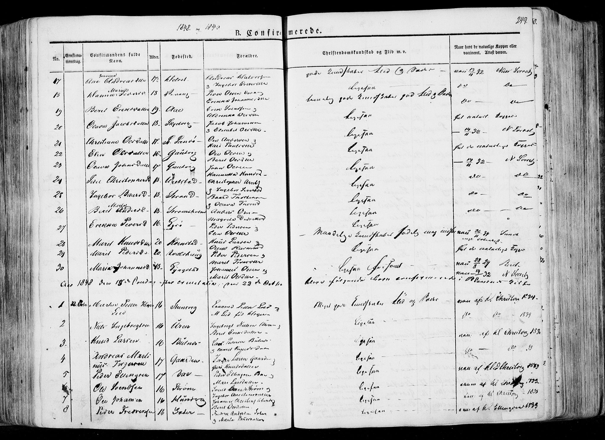 Ministerialprotokoller, klokkerbøker og fødselsregistre - Møre og Romsdal, AV/SAT-A-1454/568/L0803: Parish register (official) no. 568A10, 1830-1853, p. 249