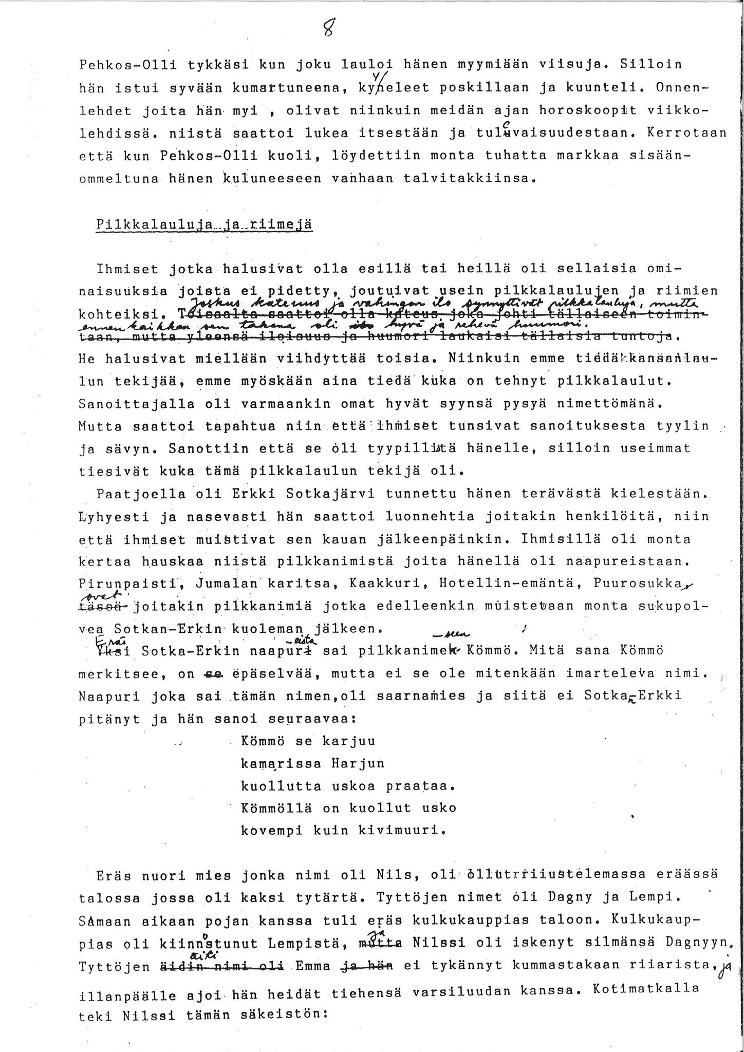 Vadsø museum - Ruija kvenmuseum, VAMU/A-0531/G/L0001/0001: Innsamling / Innsamling av kvenmusikk, 1987-1988, p. 27