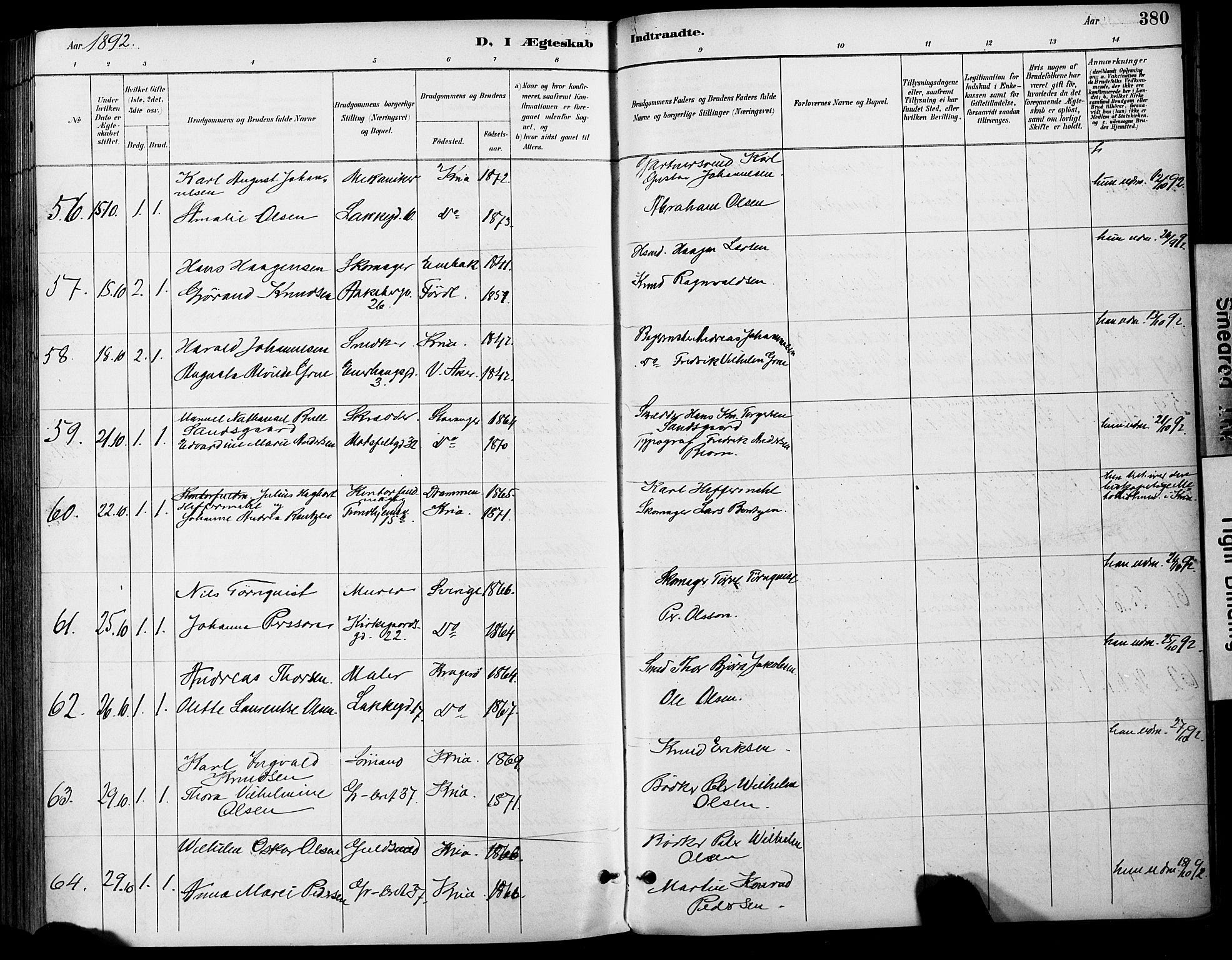 Grønland prestekontor Kirkebøker, AV/SAO-A-10848/F/Fa/L0013: Parish register (official) no. 13, 1887-1906, p. 380