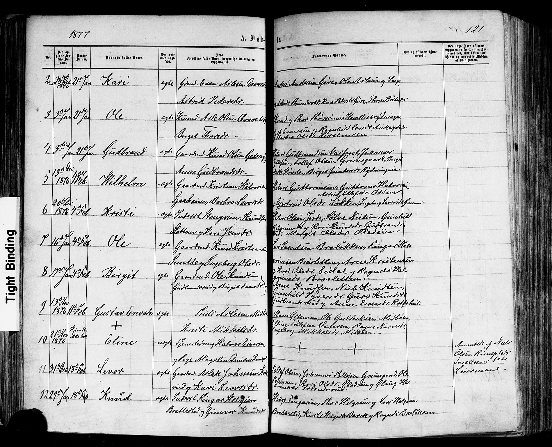 Nes kirkebøker, AV/SAKO-A-236/F/Fa/L0010: Parish register (official) no. 10, 1864-1880, p. 121