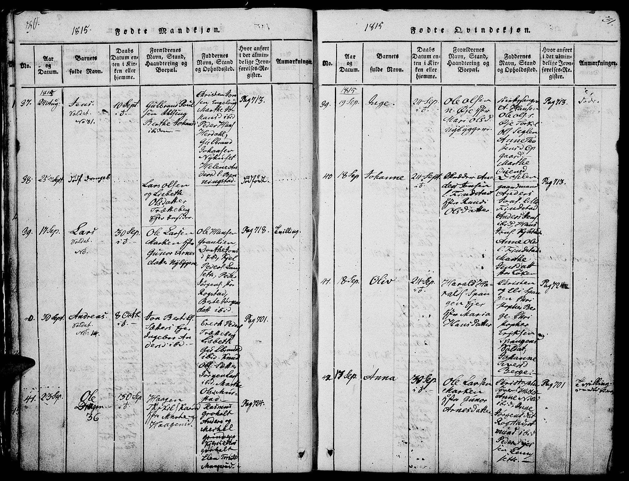 Løten prestekontor, AV/SAH-PREST-022/L/La/L0001: Parish register (copy) no. 1, 1812-1832, p. 30-31