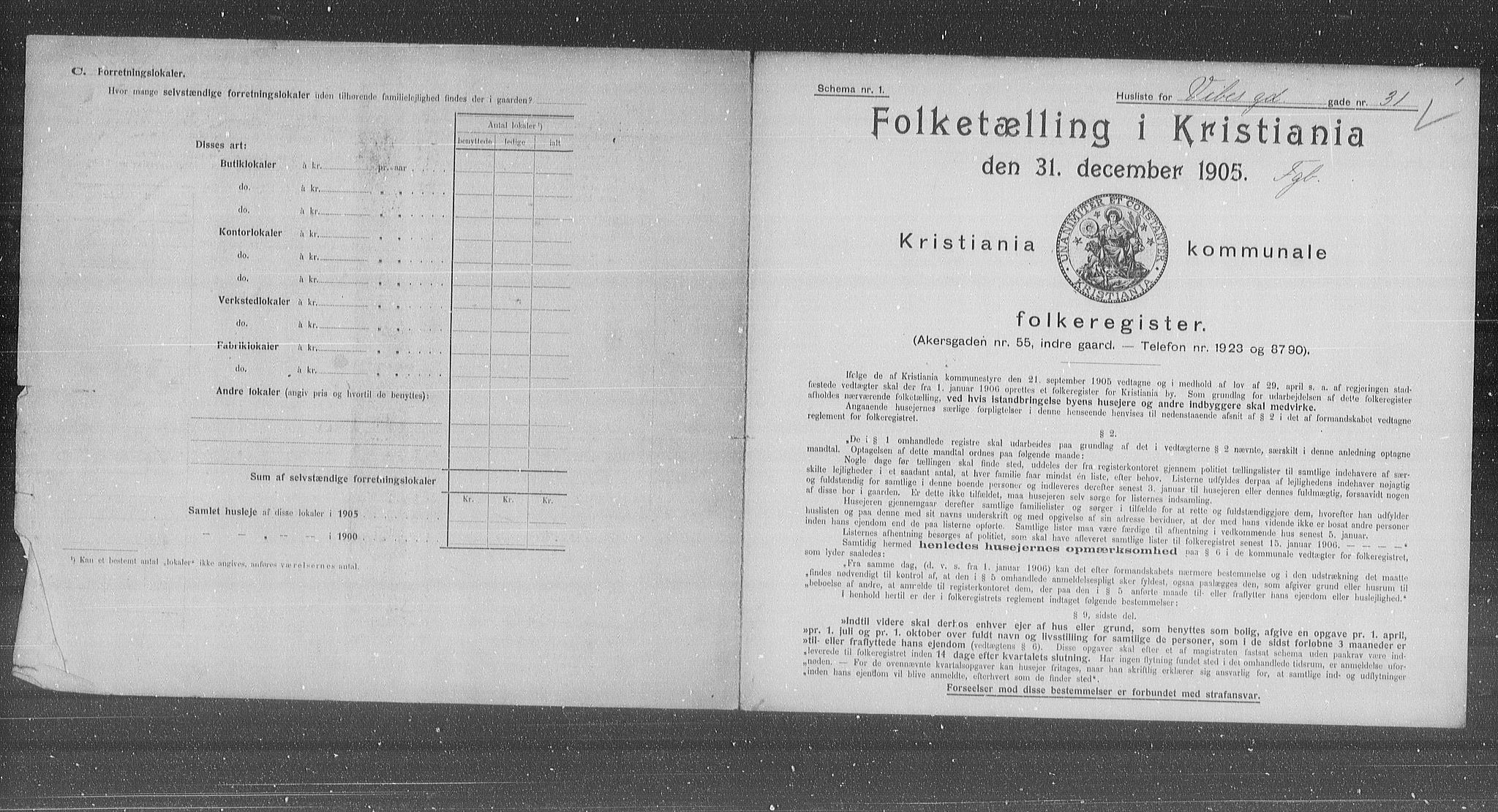 OBA, Municipal Census 1905 for Kristiania, 1905, p. 64929