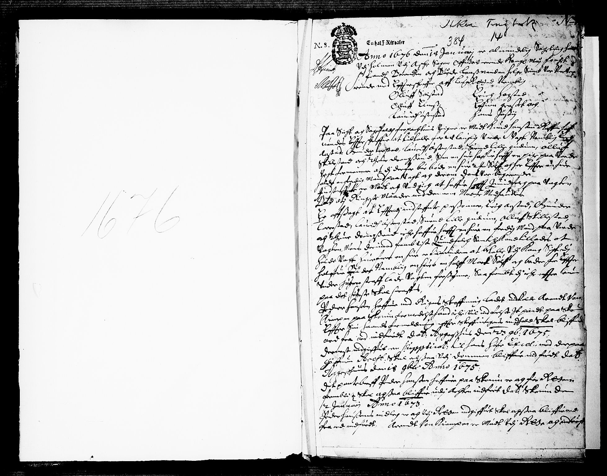 Aker sorenskriveri, AV/SAO-A-10895/F/Fb/L0003/0014: Tingbøker, nr. 12-19 / Tingbok nr. 14, 1676, p. 0b-1a
