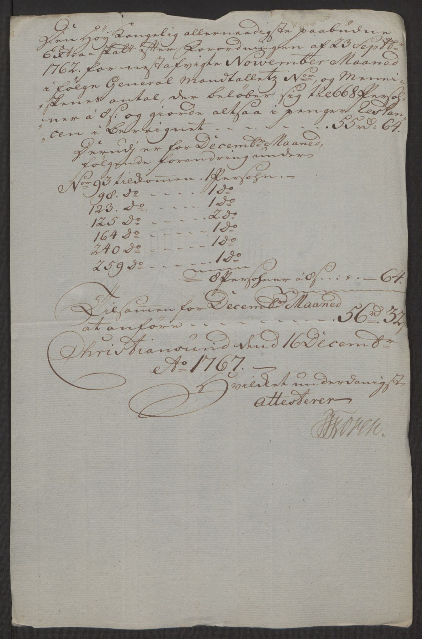 Rentekammeret inntil 1814, Reviderte regnskaper, Byregnskaper, AV/RA-EA-4066/R/Rr/L0495/0004: [R1] Kontribusjonsregnskap / Ekstraskatt, 1762-1772, p. 172