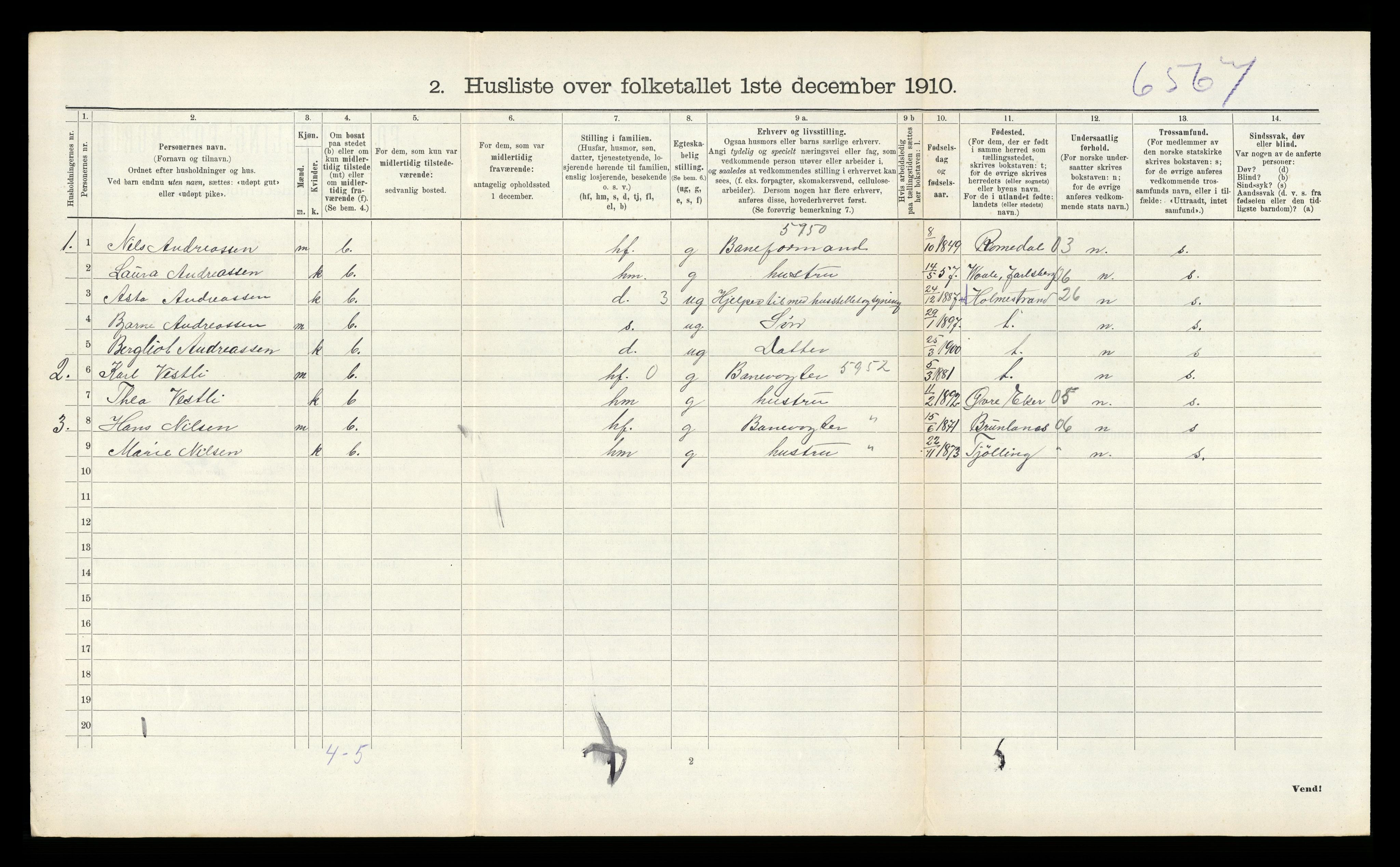 RA, 1910 census for Eidanger, 1910, p. 896