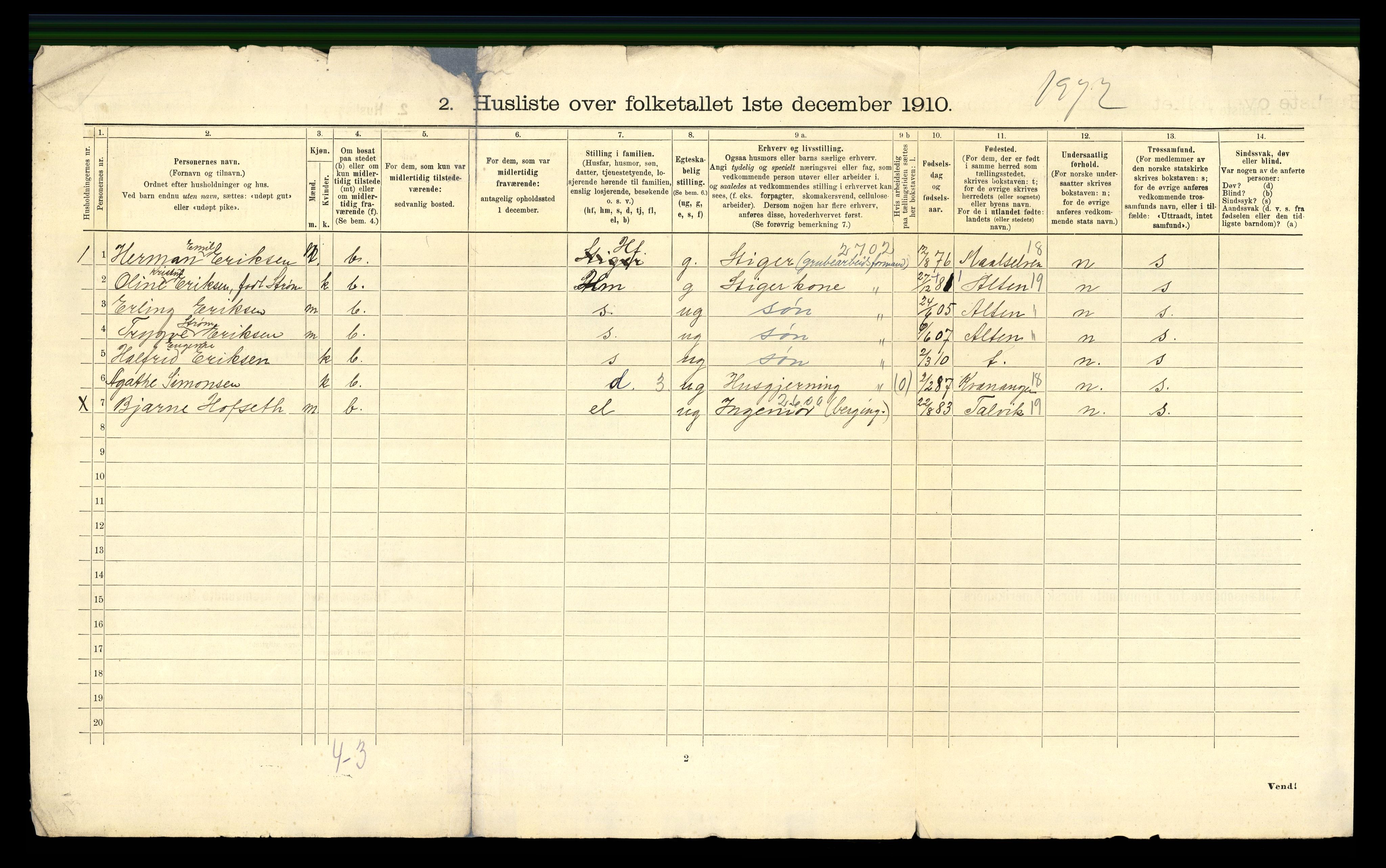 RA, 1910 census for Kvalsund, 1910, p. 24