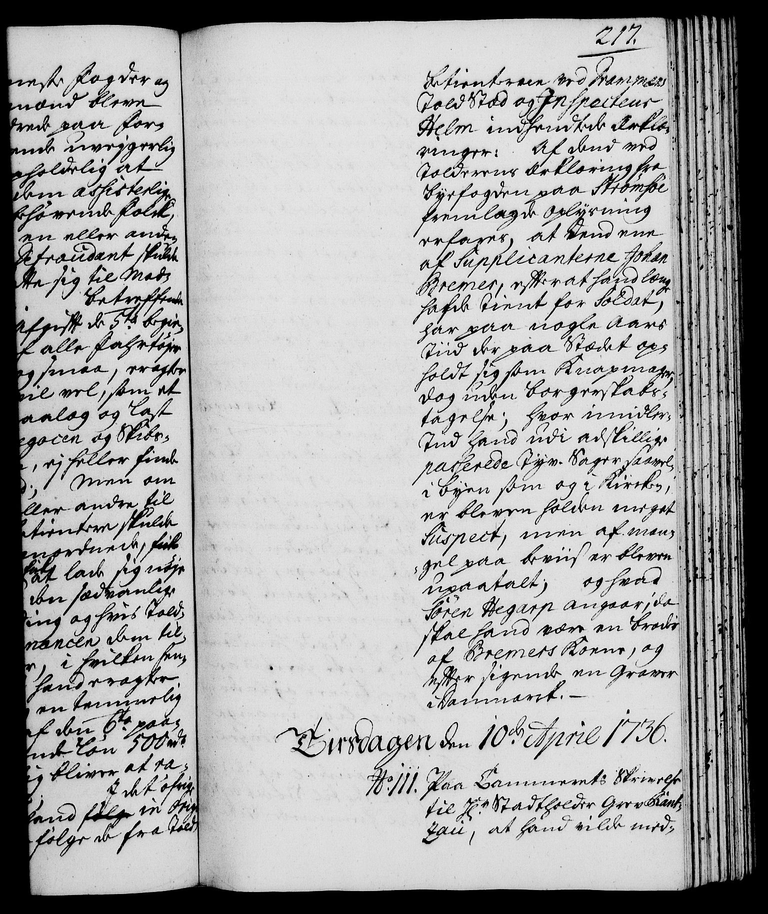 Rentekammeret, Kammerkanselliet, AV/RA-EA-3111/G/Gh/Gha/L0018: Norsk ekstraktmemorialprotokoll (merket RK 53.63), 1735-1736, p. 217