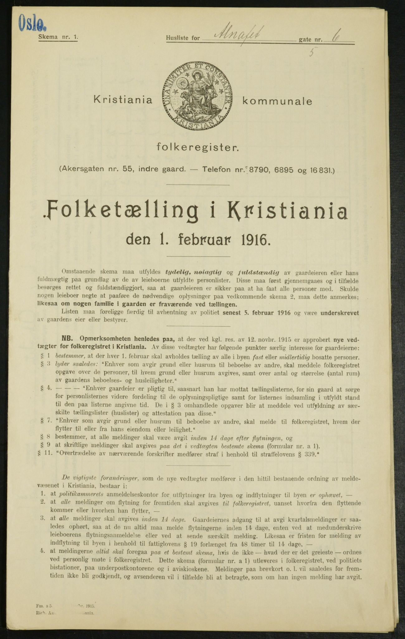 OBA, Municipal Census 1916 for Kristiania, 1916, p. 968