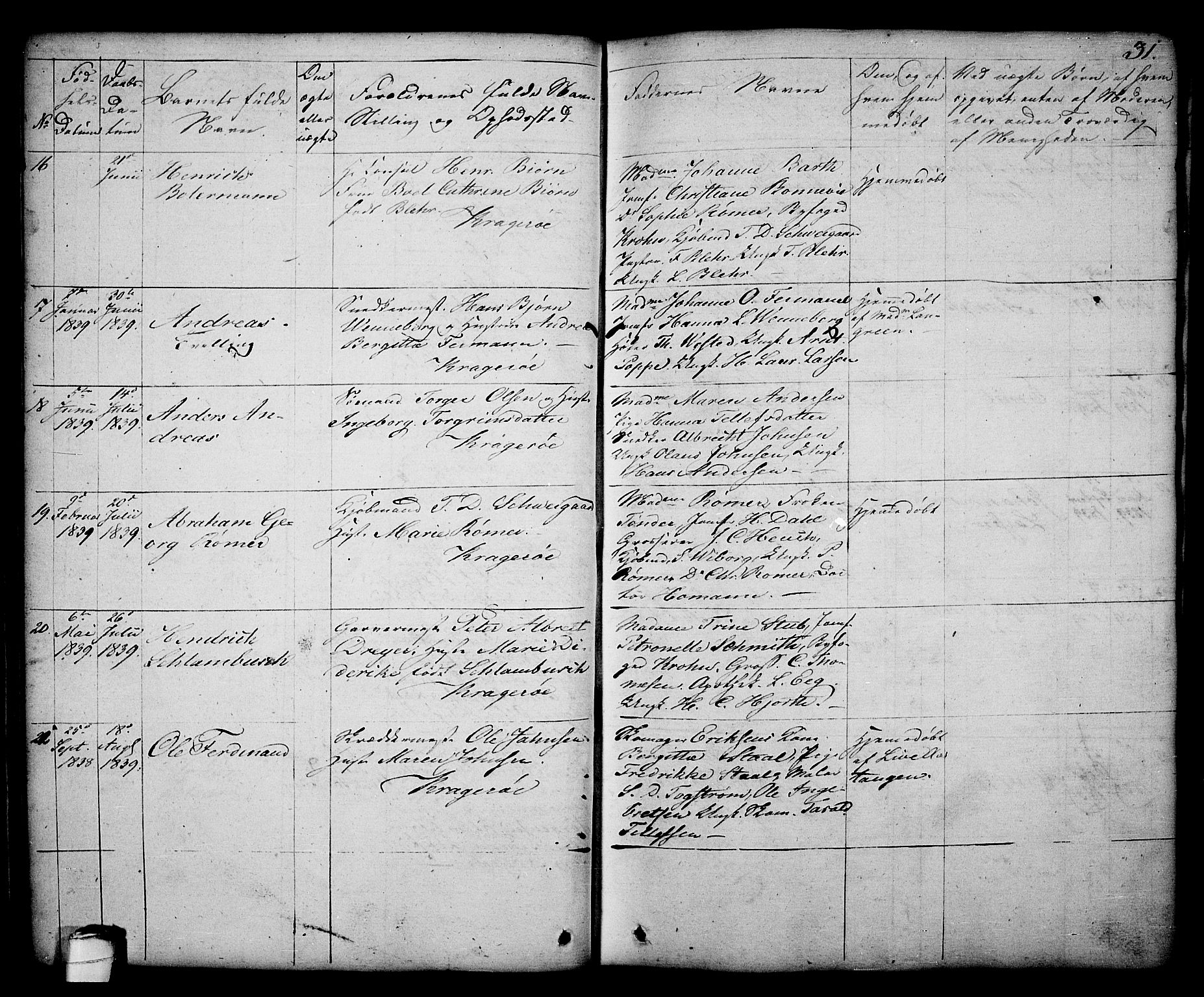 Kragerø kirkebøker, SAKO/A-278/G/Ga/L0003: Parish register (copy) no. 3, 1832-1852, p. 31