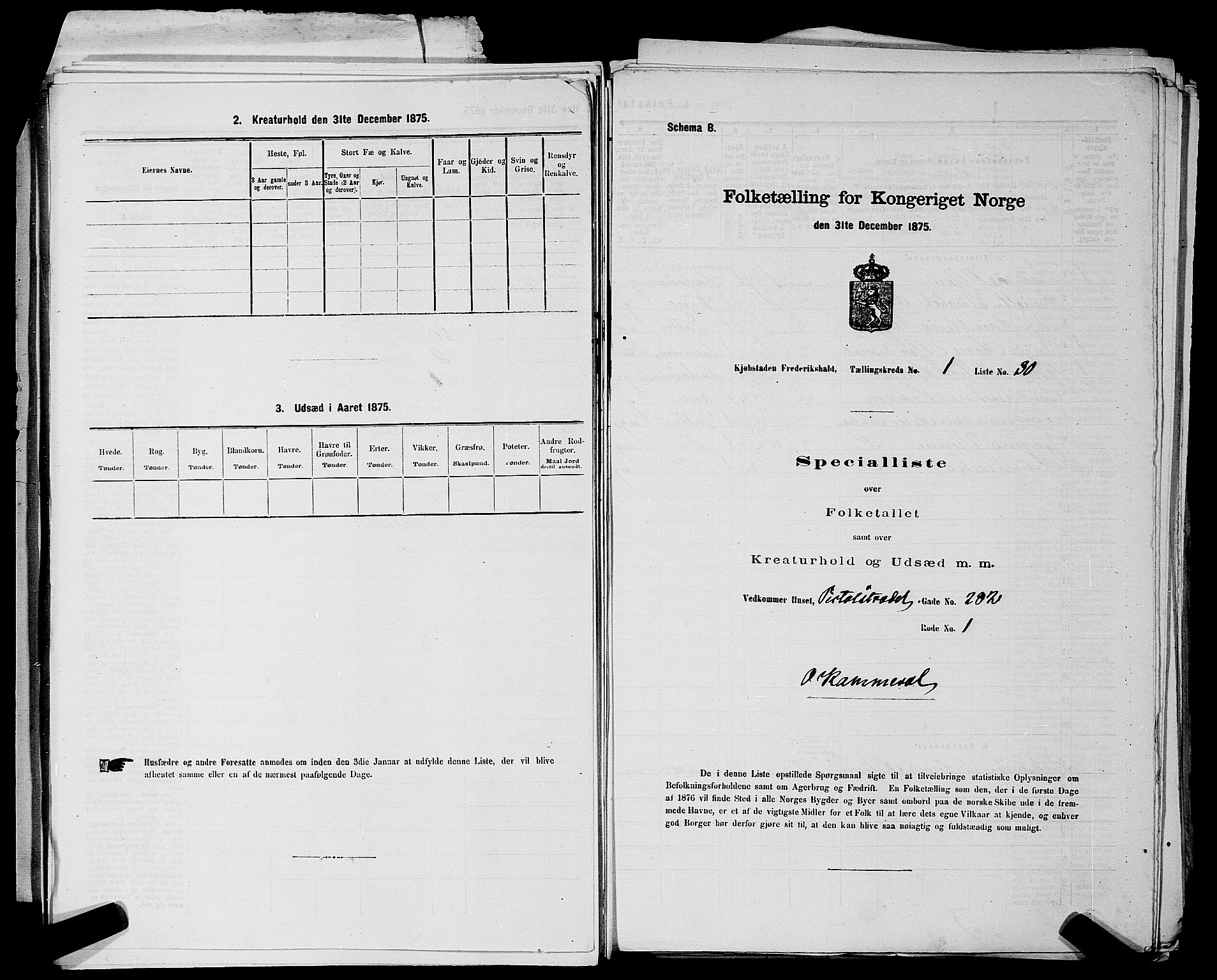 RA, 1875 census for 0101P Fredrikshald, 1875, p. 83