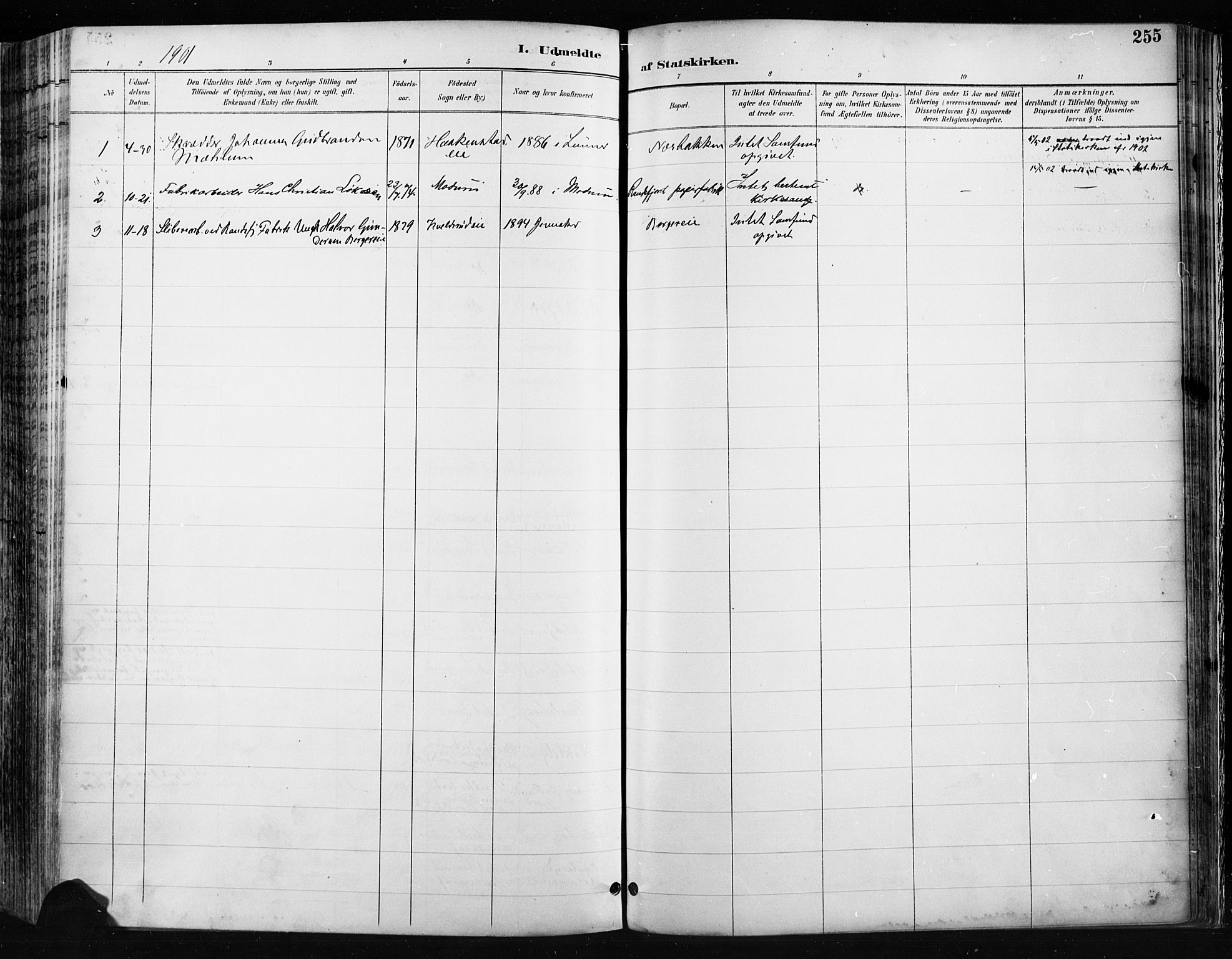 Jevnaker prestekontor, SAH/PREST-116/H/Ha/Haa/L0009: Parish register (official) no. 9, 1891-1901, p. 255