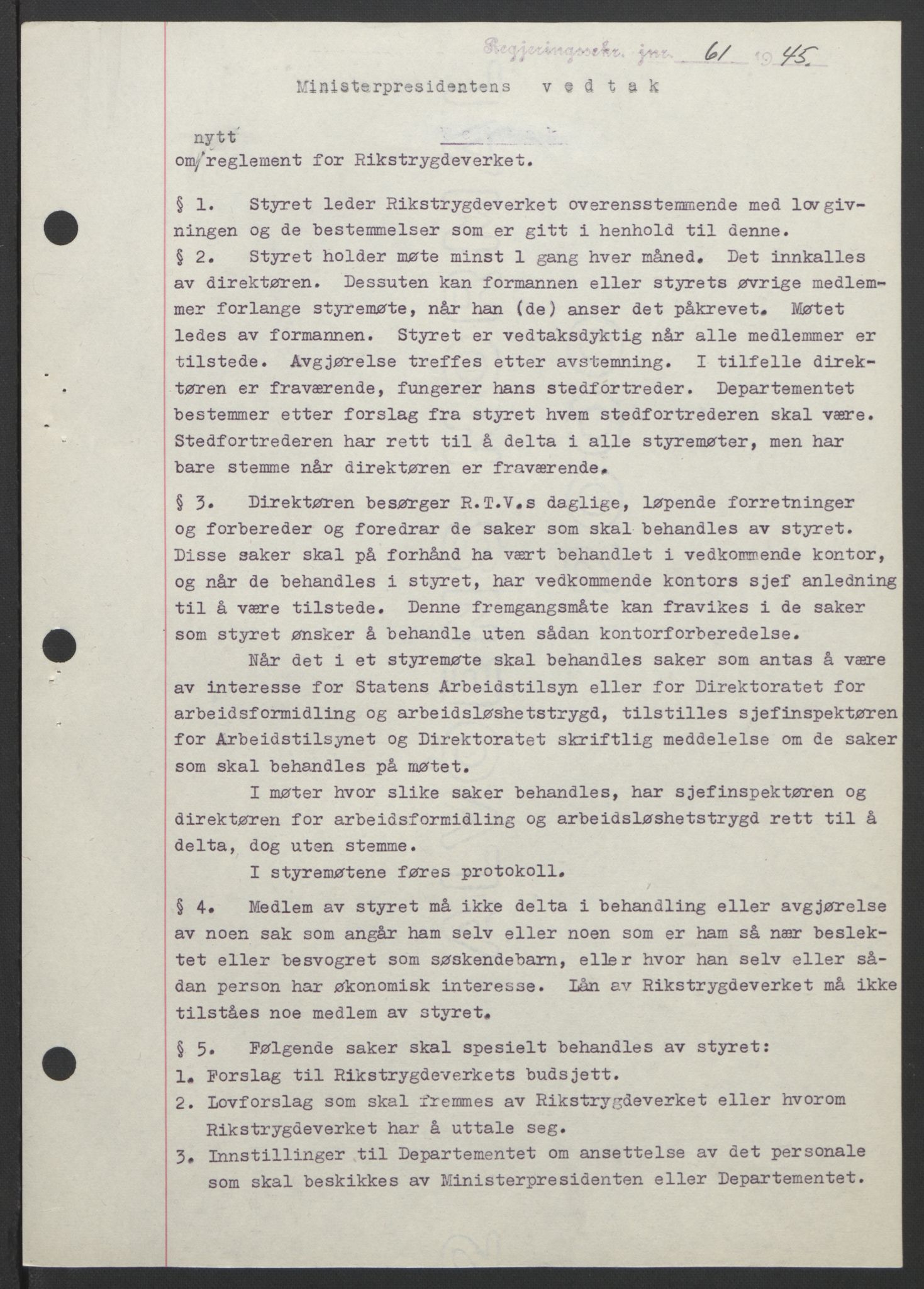 NS-administrasjonen 1940-1945 (Statsrådsekretariatet, de kommisariske statsråder mm), AV/RA-S-4279/D/Db/L0101/0001: -- / Lover og vedtak, 1945, p. 226