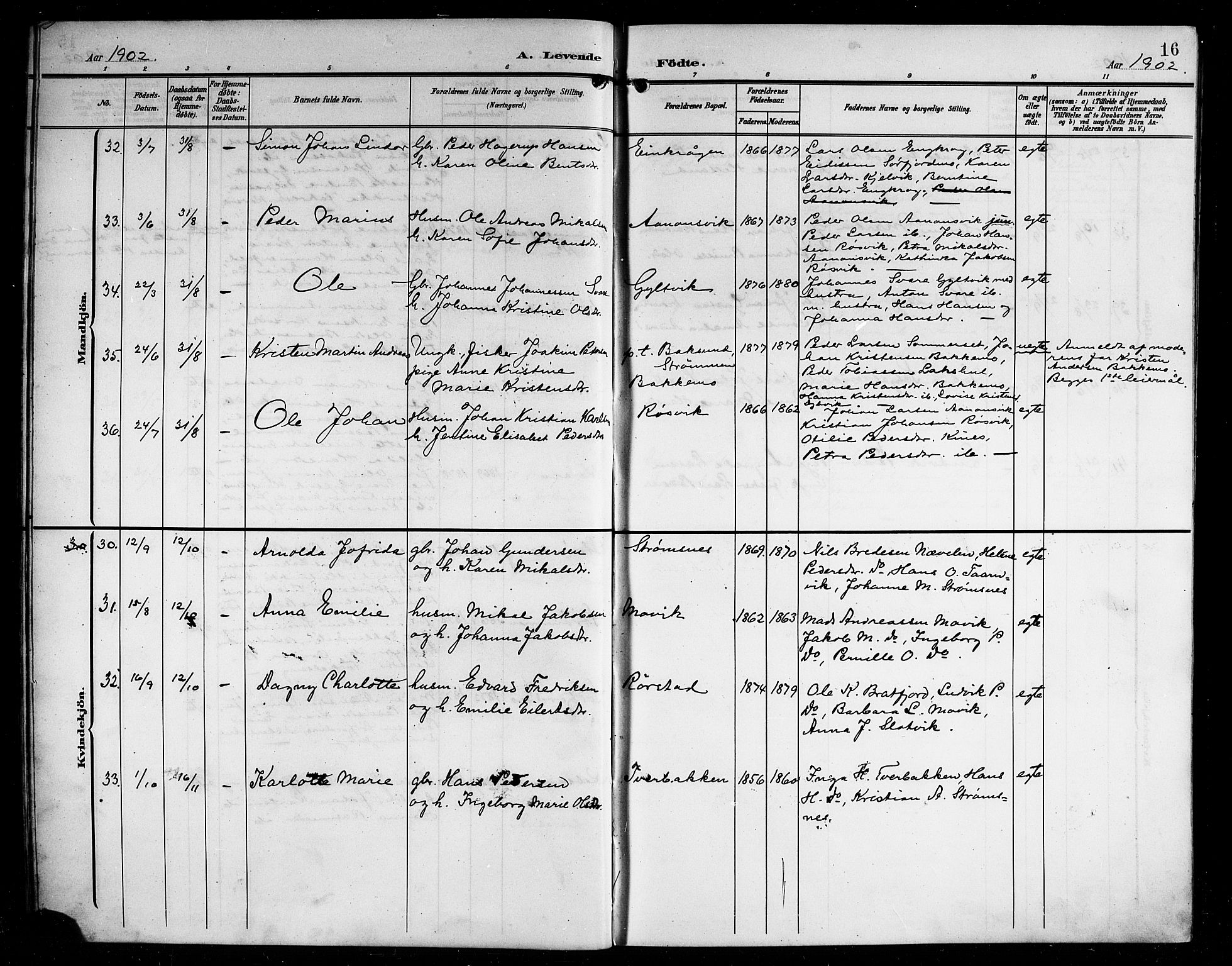 Ministerialprotokoller, klokkerbøker og fødselsregistre - Nordland, AV/SAT-A-1459/854/L0786: Parish register (copy) no. 854C02, 1901-1912, p. 16