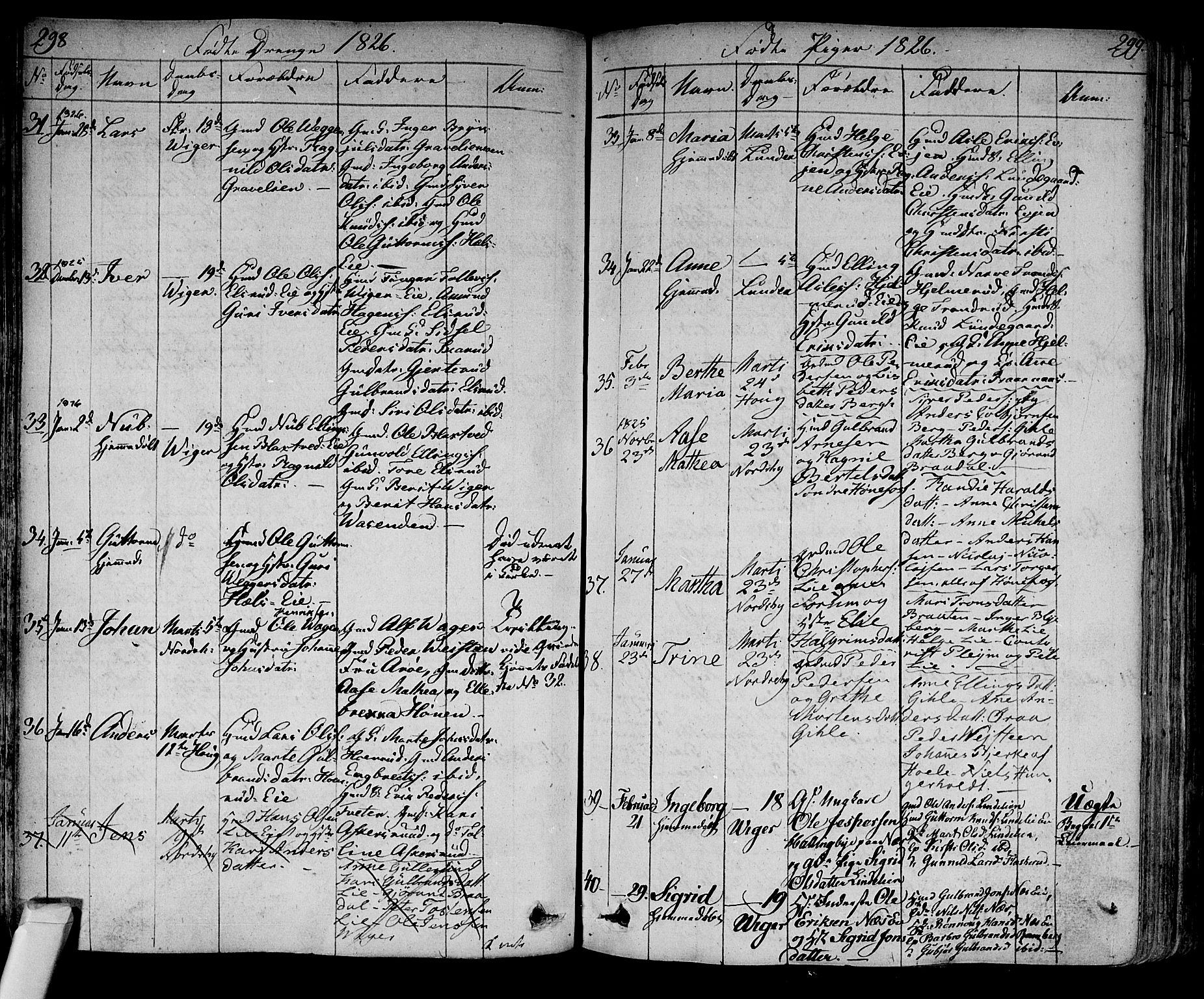 Norderhov kirkebøker, SAKO/A-237/F/Fa/L0009: Parish register (official) no. 9, 1819-1837, p. 298-299