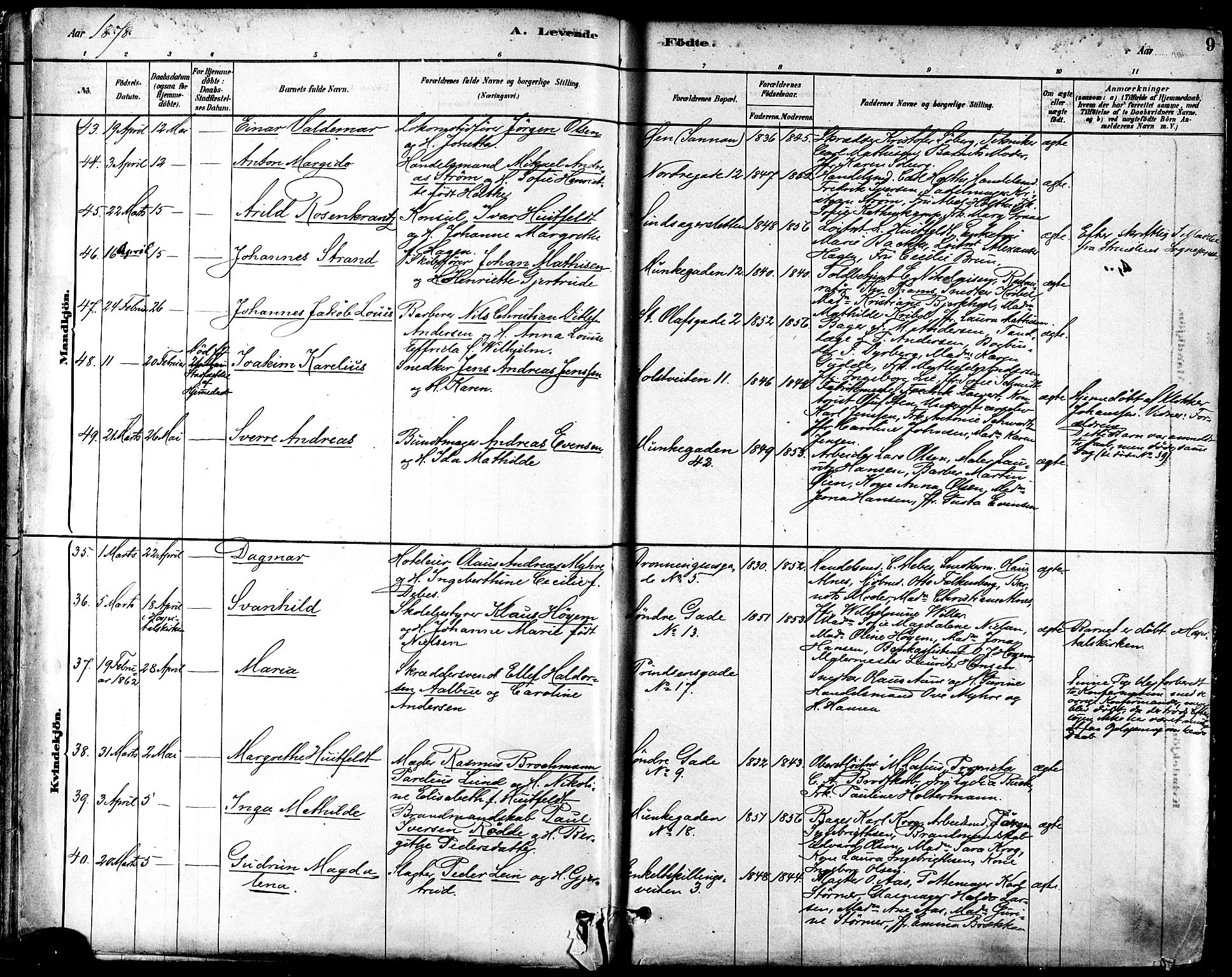 Ministerialprotokoller, klokkerbøker og fødselsregistre - Sør-Trøndelag, SAT/A-1456/601/L0057: Parish register (official) no. 601A25, 1877-1891, p. 9