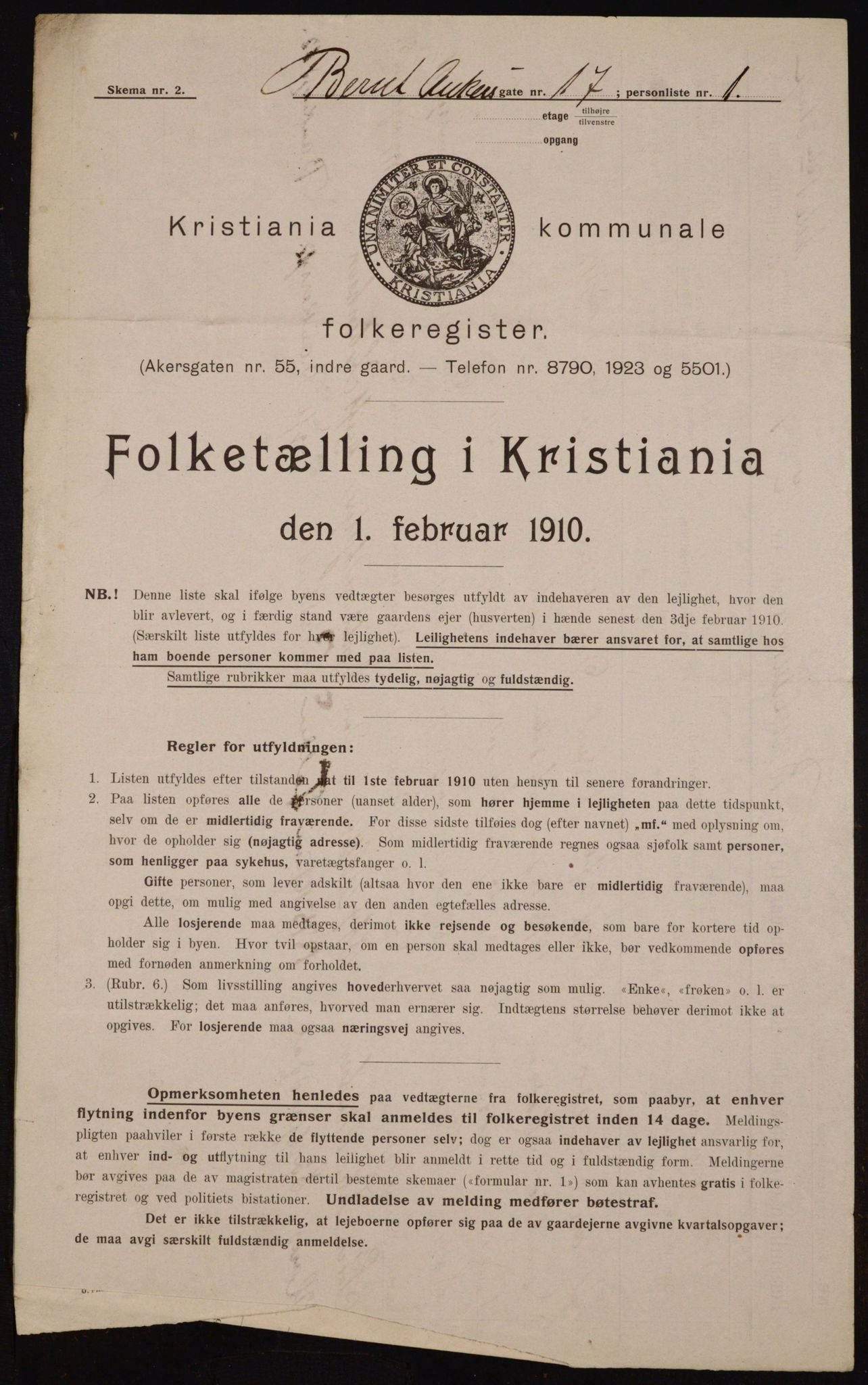 OBA, Municipal Census 1910 for Kristiania, 1910, p. 4563