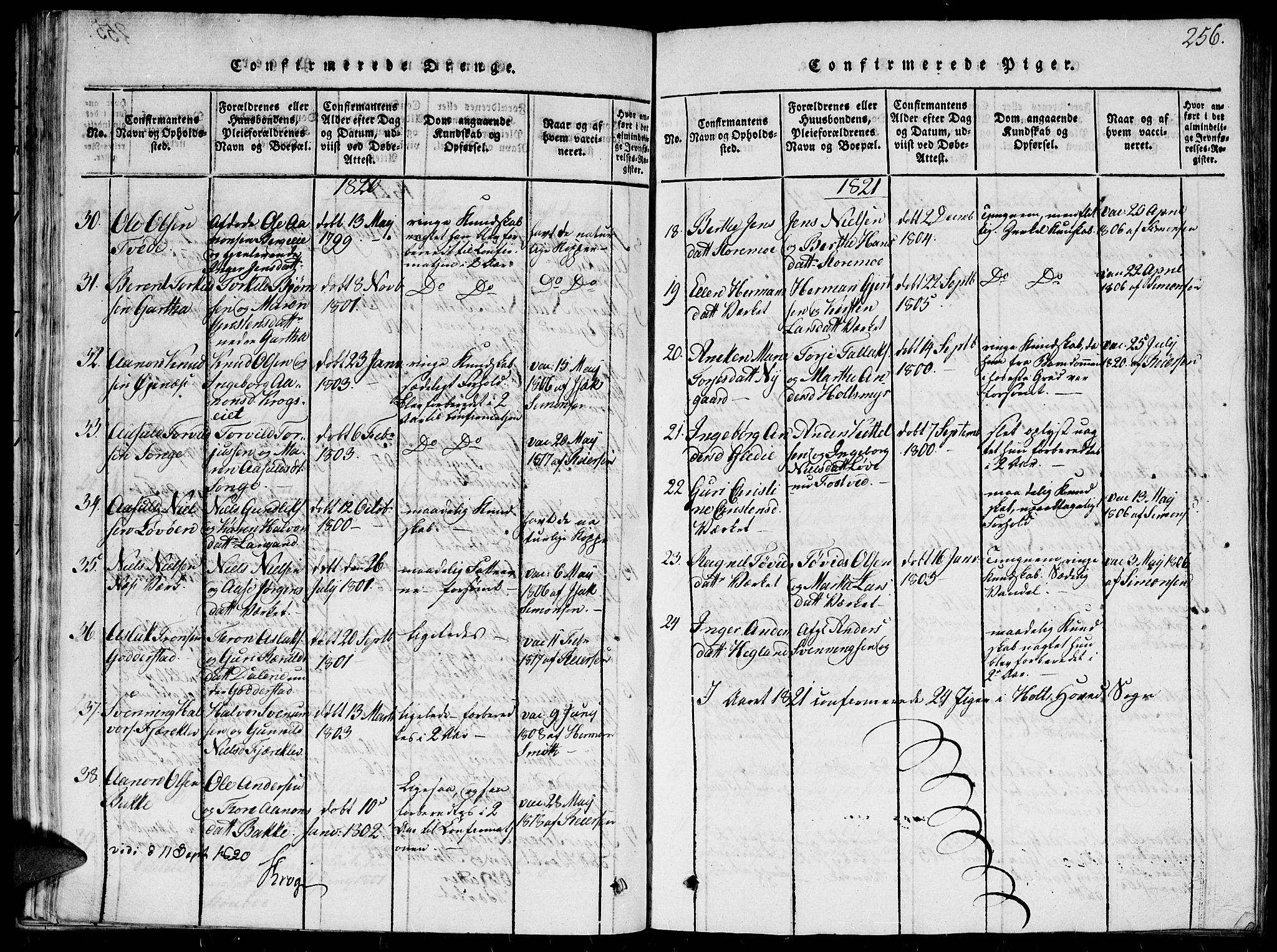 Holt sokneprestkontor, AV/SAK-1111-0021/F/Fb/L0006: Parish register (copy) no. B 6, 1813-1823, p. 256