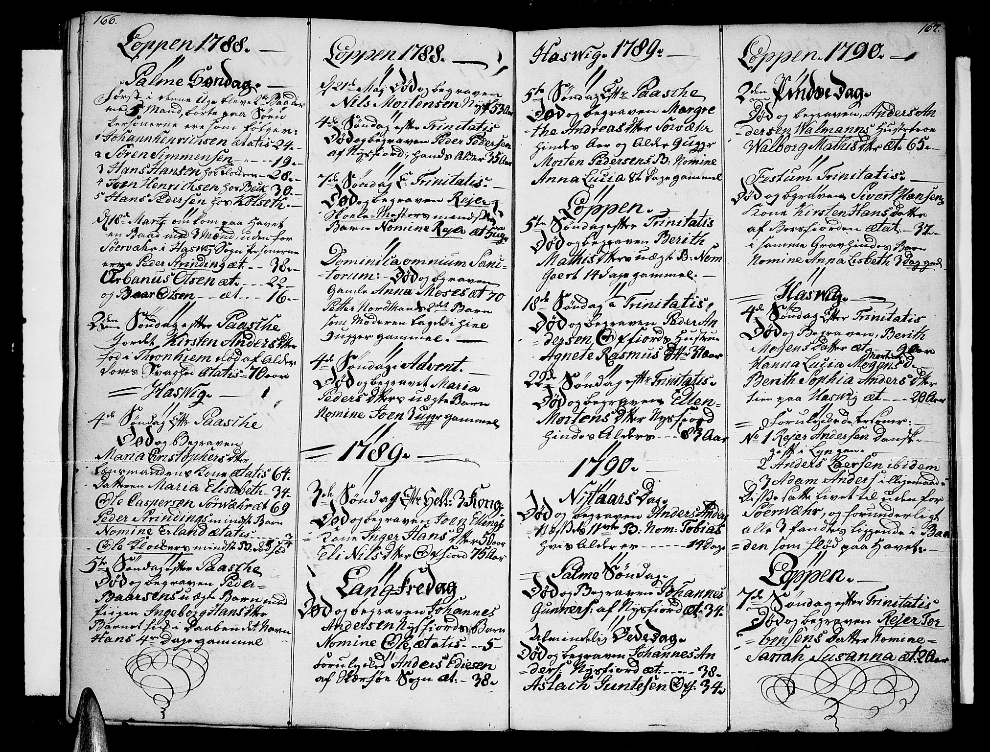 Loppa sokneprestkontor, SATØ/S-1339/H/Ha/L0002kirke: Parish register (official) no. 2, 1785-1821, p. 166-167