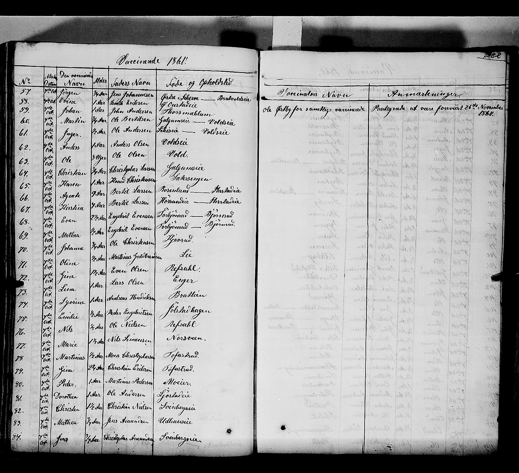 Romedal prestekontor, SAH/PREST-004/K/L0004: Parish register (official) no. 4, 1847-1861, p. 382